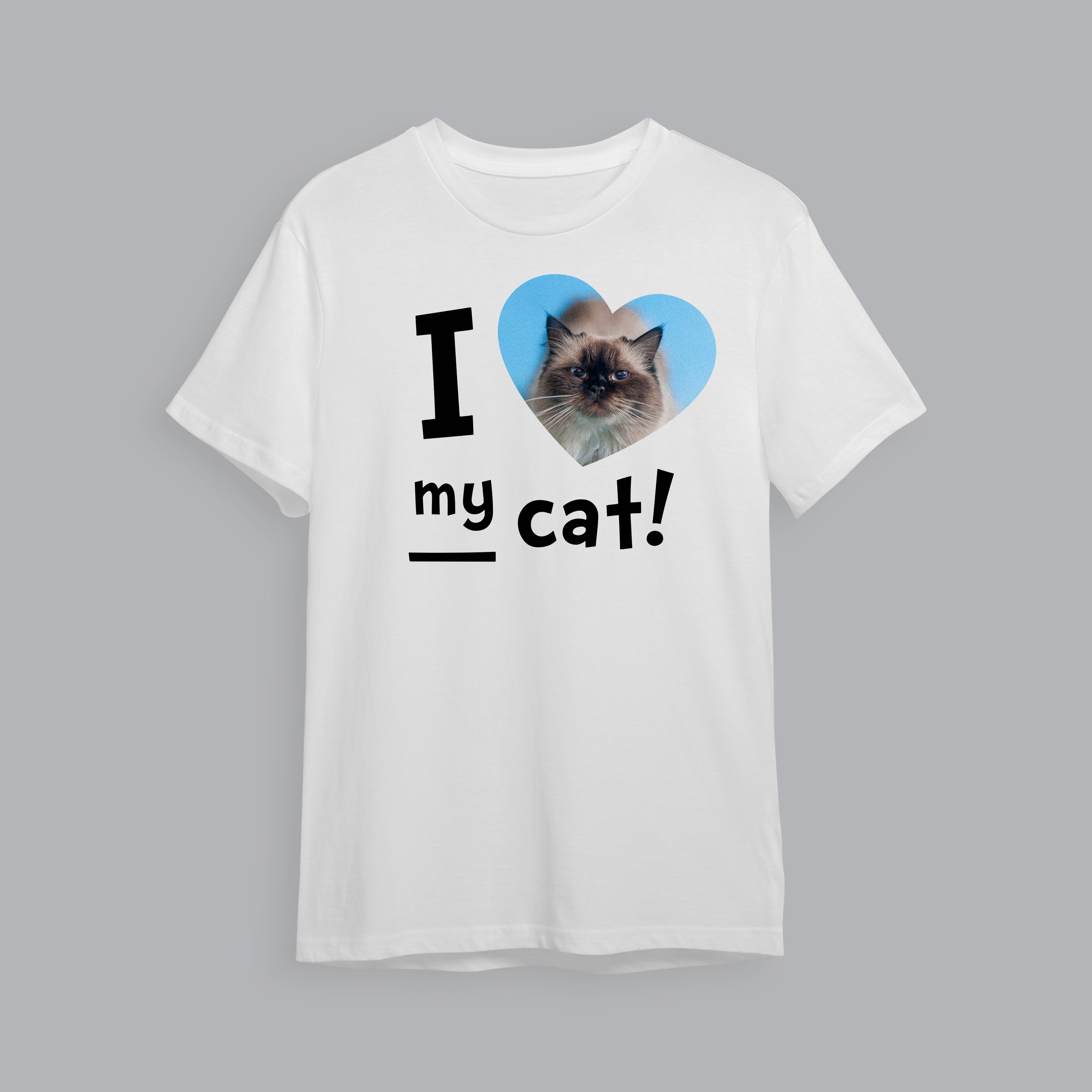 Photo Upload T-Shirt I Love My cat