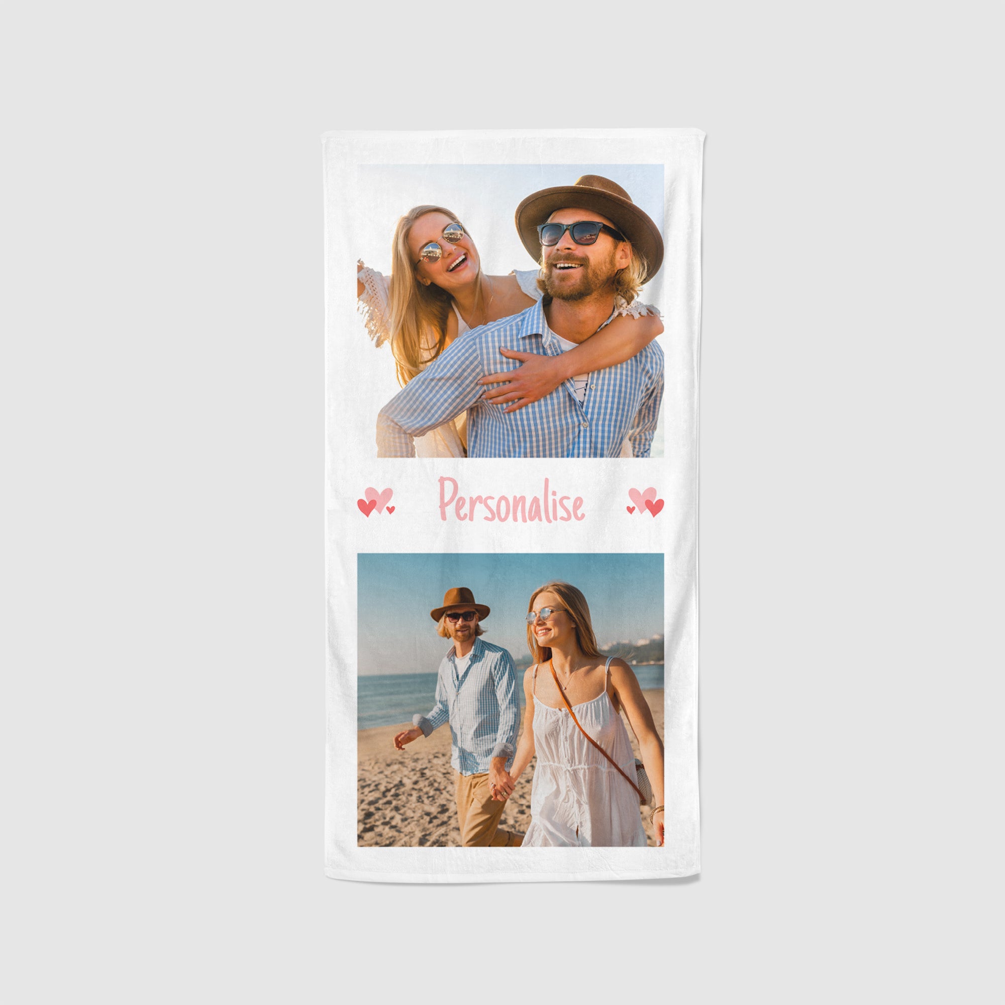 Two Photo Upload Towel White - Personalise with Name