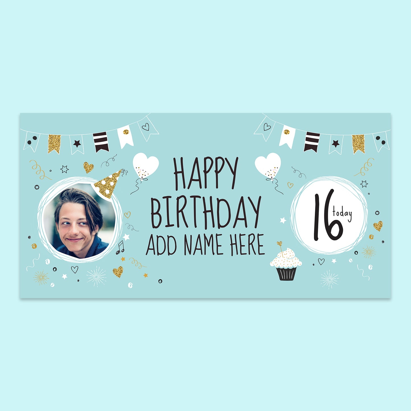 Happy 16th Birthday Banner 150cm x 75cm (Blue)