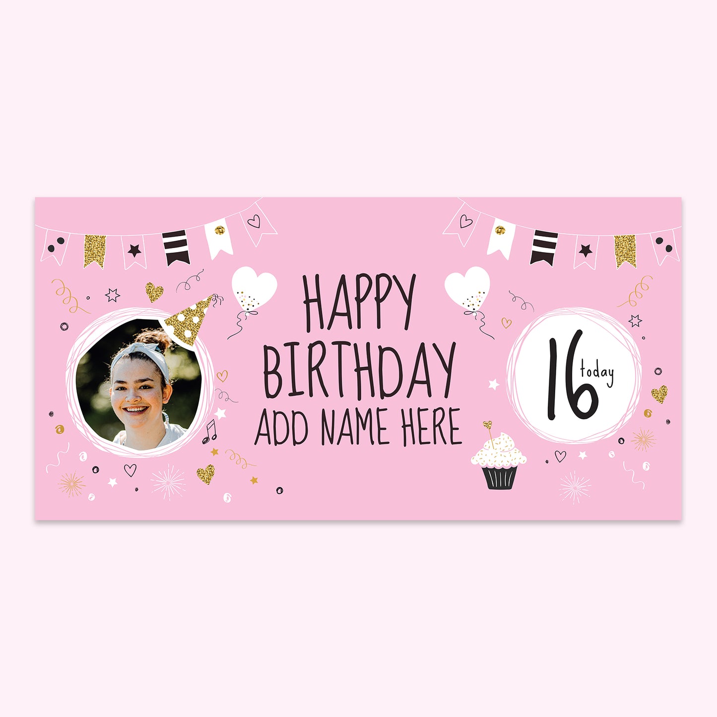 Happy 16th Birthday Banner 150cm x 75cm (Pink)