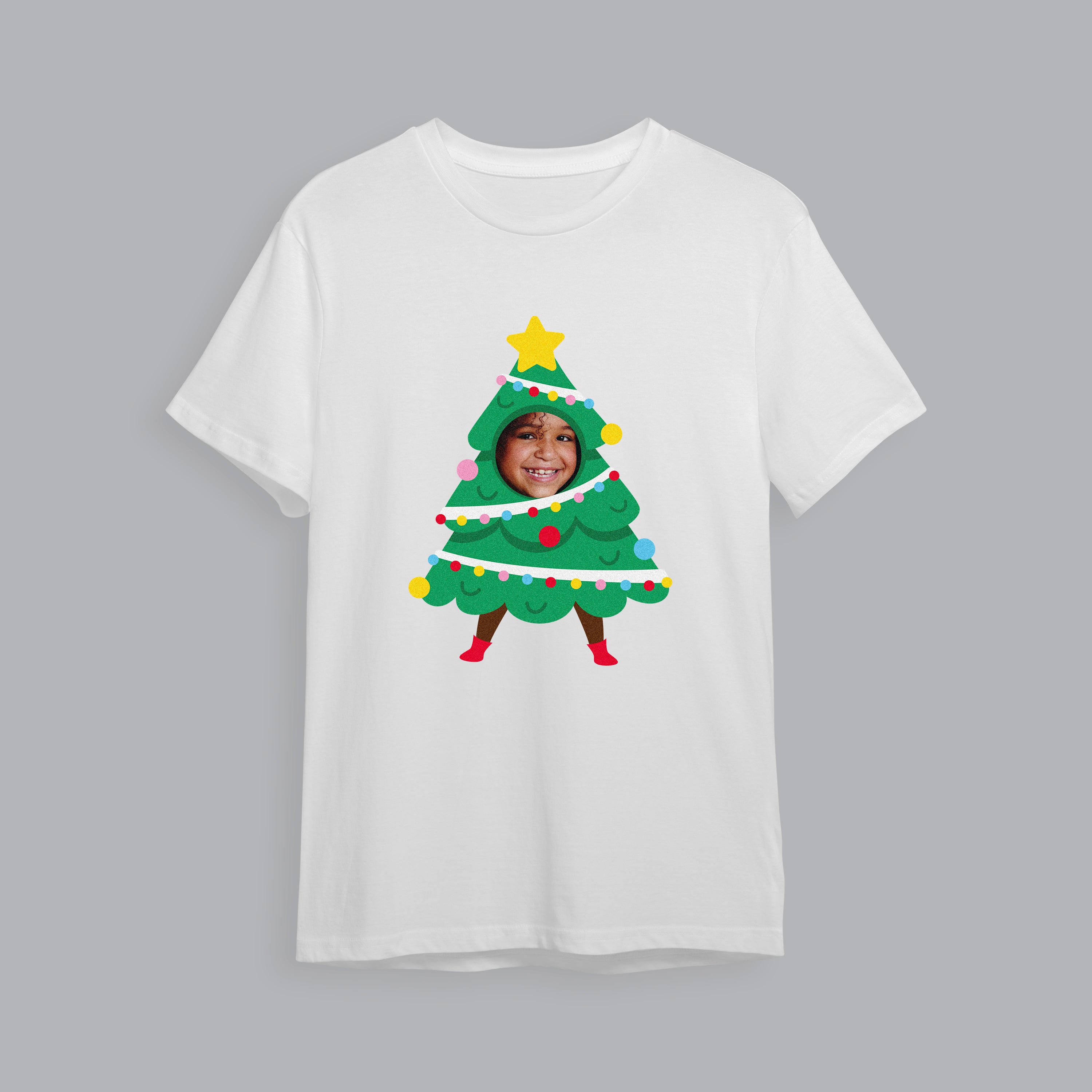 Christmas Tree Add Your Face T-Shirt - White
