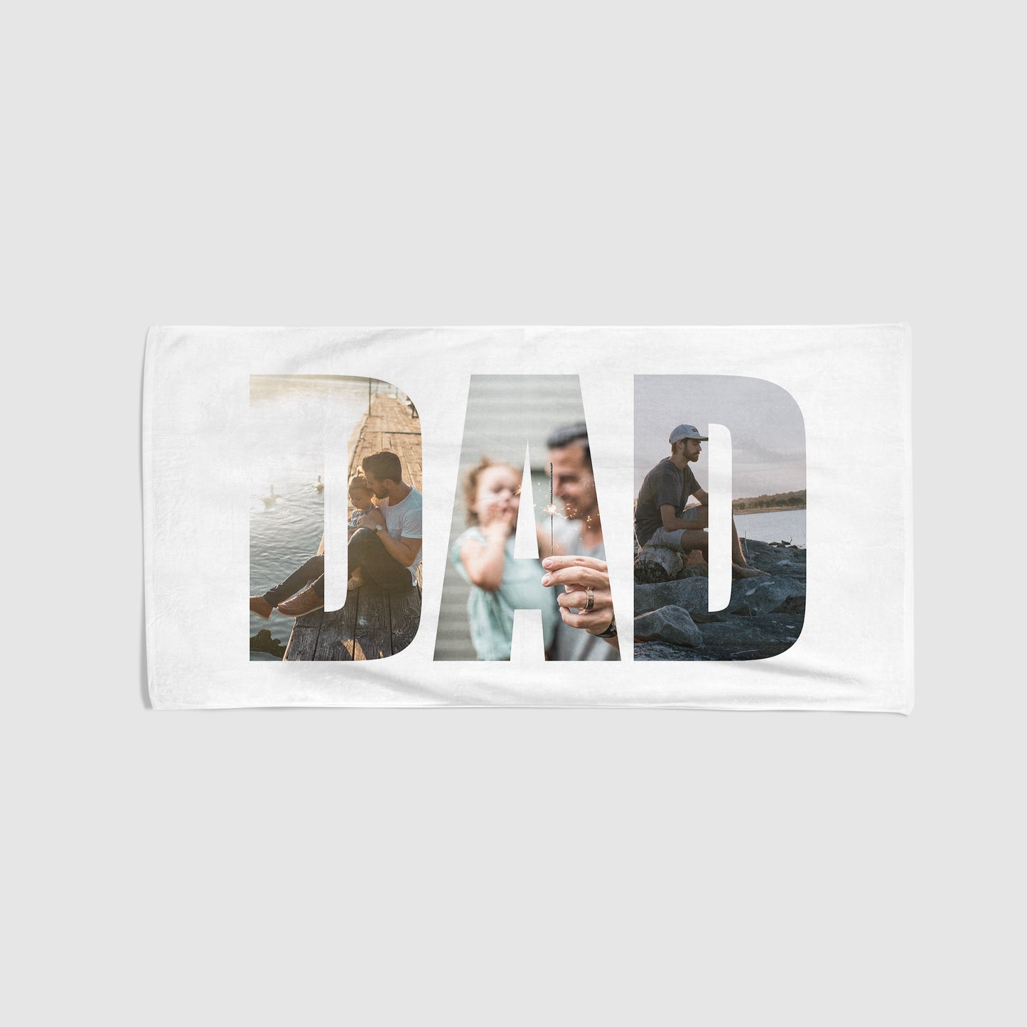 Three Photo Upload Medium Towel - Dad