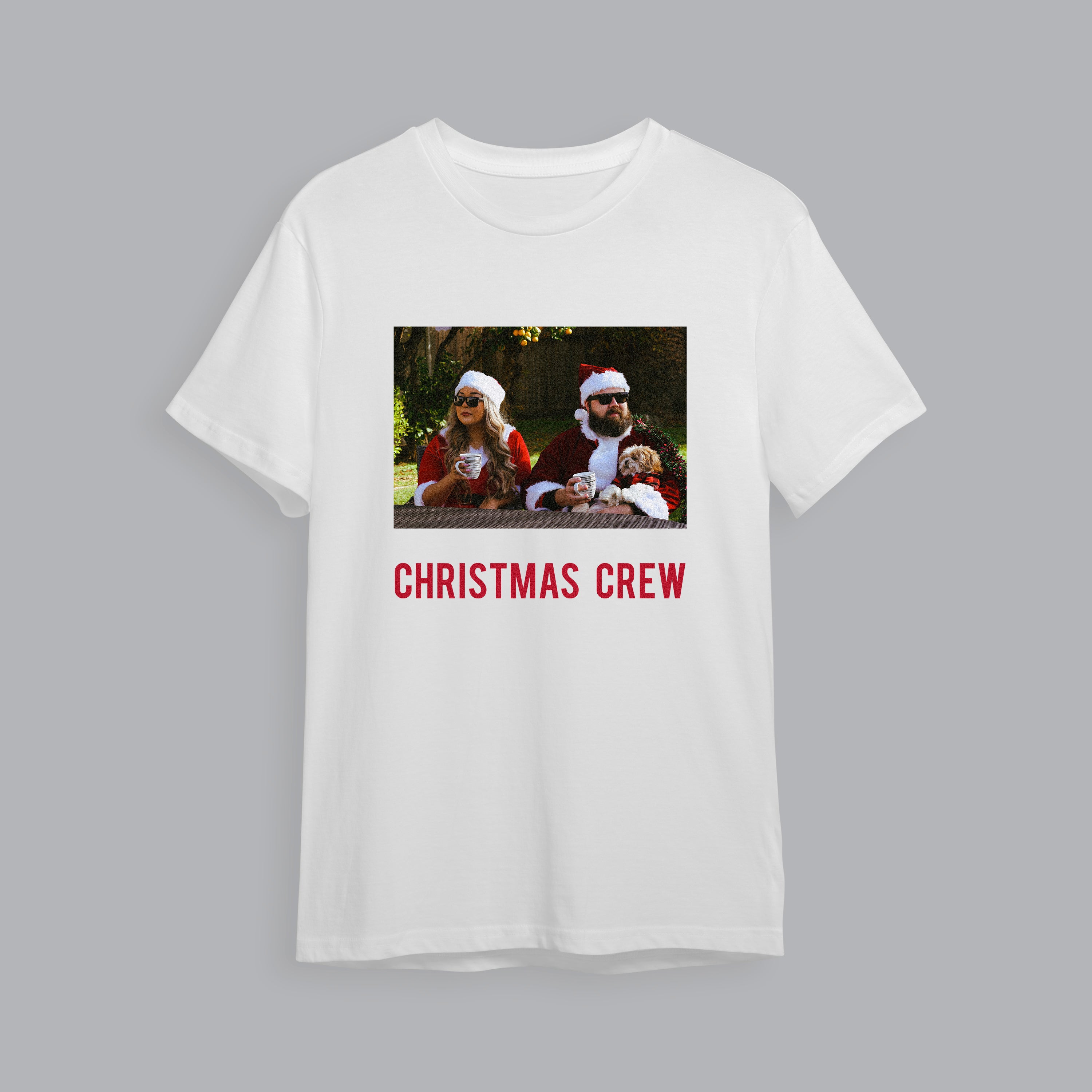 Photo Upload T-Shirt Christmas Crew (White)