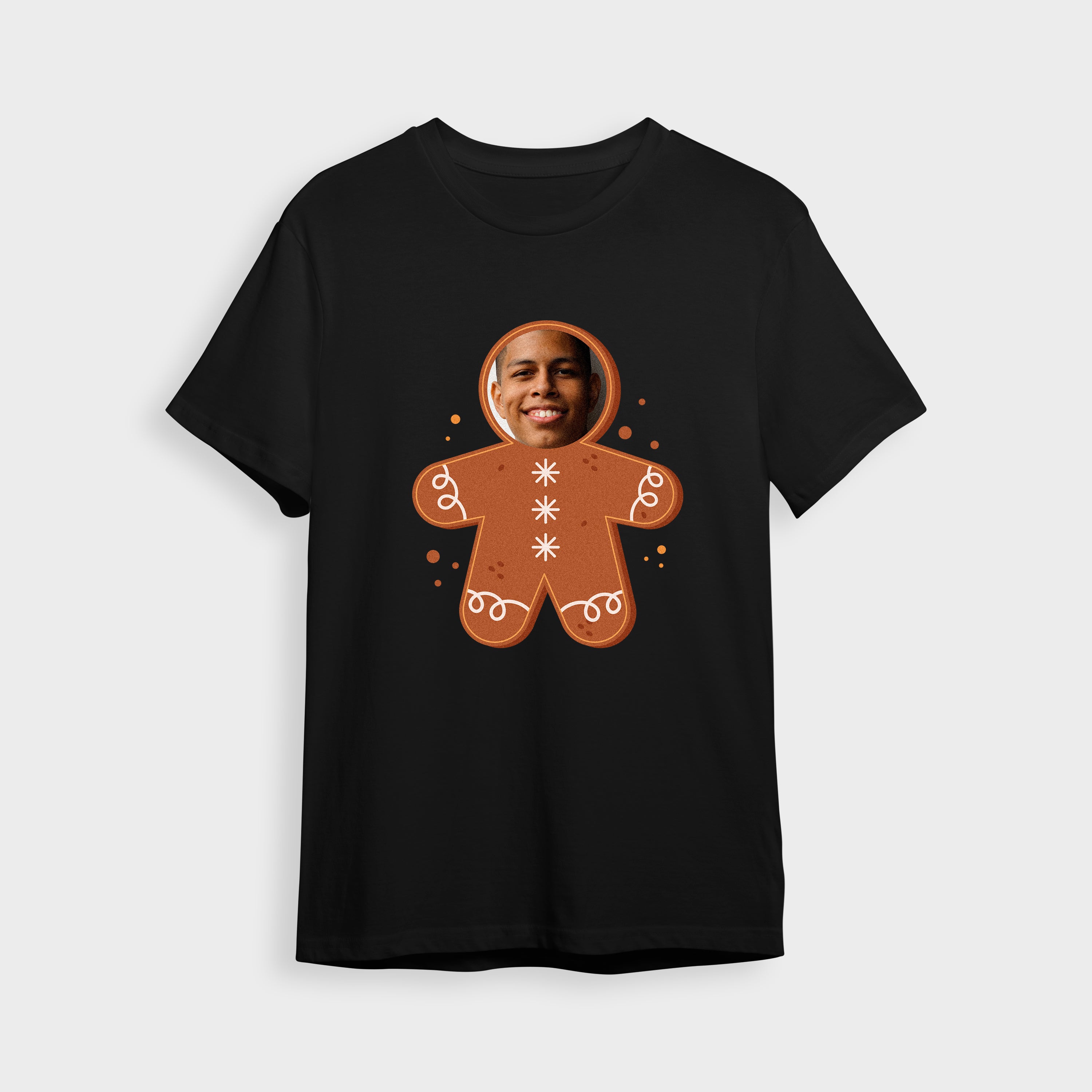 Gingerbread Man Add Your Face T-Shirt - Black