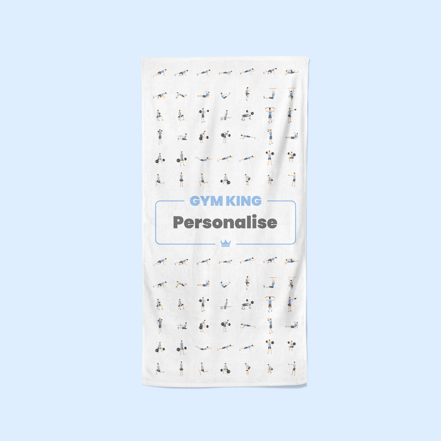 Gym Towel White with Gym Print - Gym King - Personalise with Name