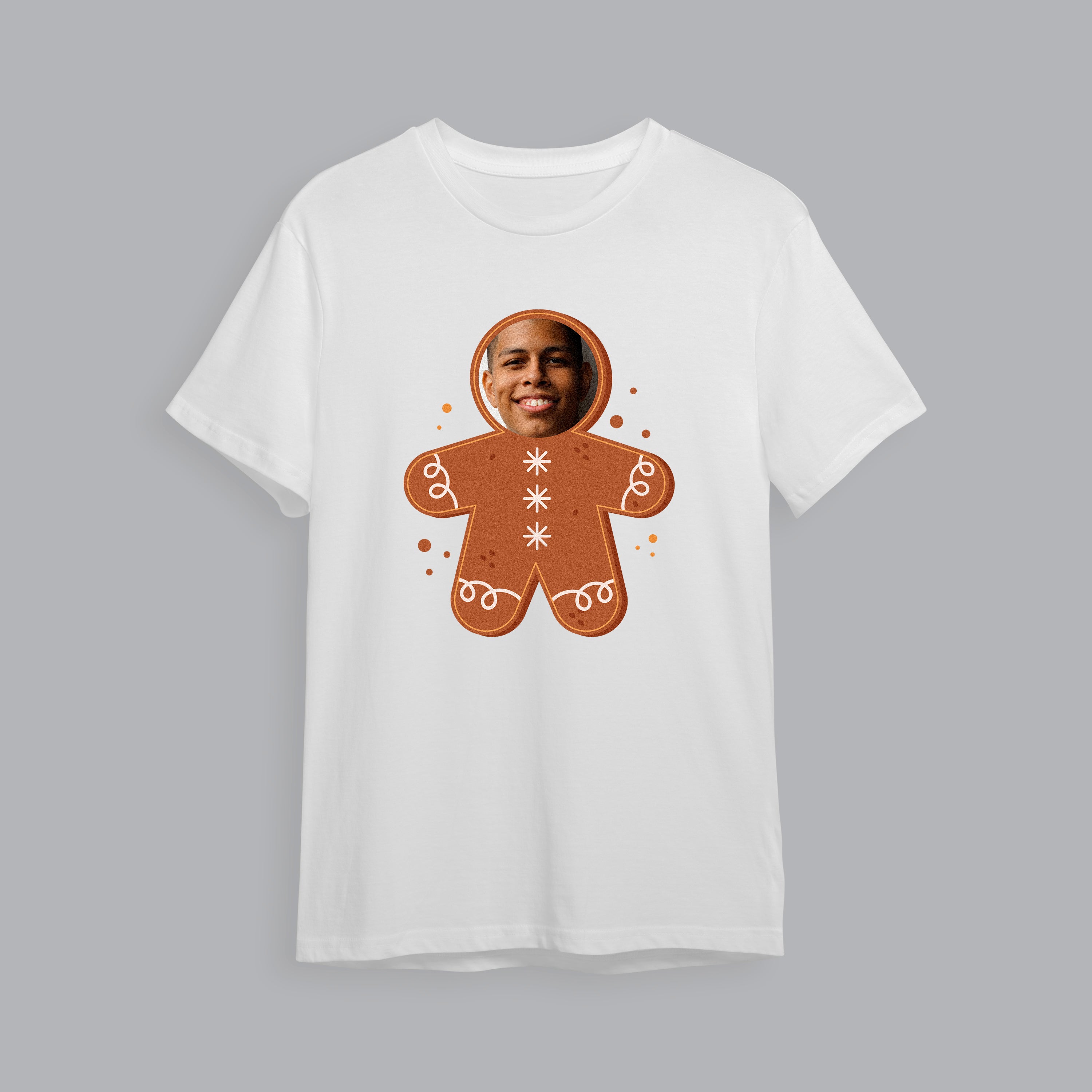Gingerbread Man Add Your Face T-Shirt - White
