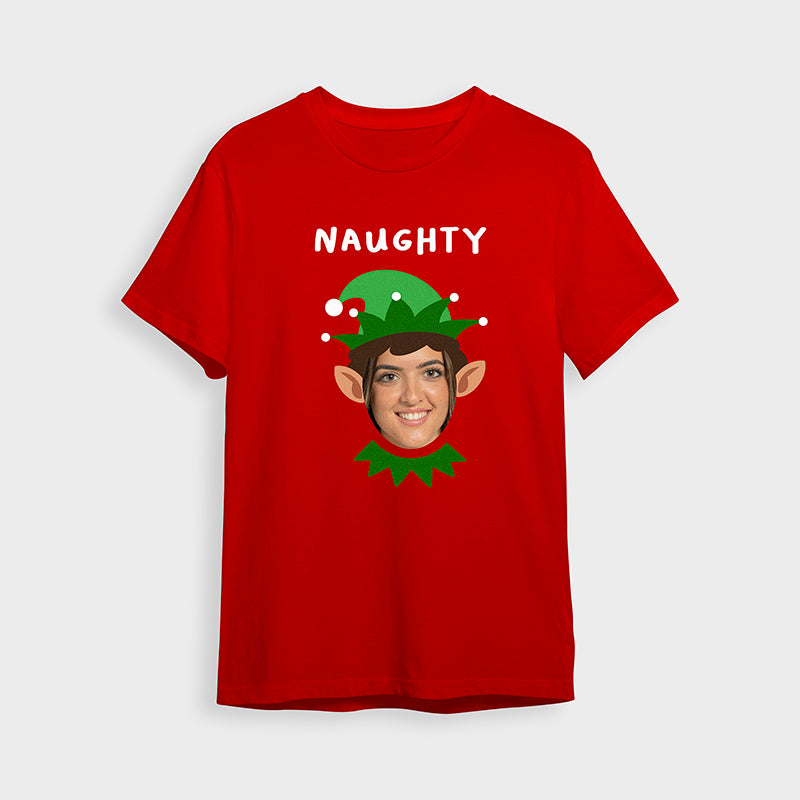 Photo Upload T-Shirt Naughty Elf