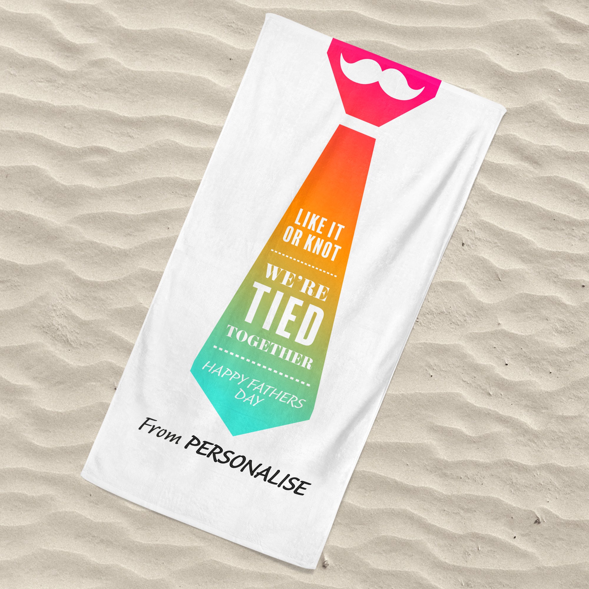Beach Towel White with Gradient Tie - We're Tied Together - Personalise with Name