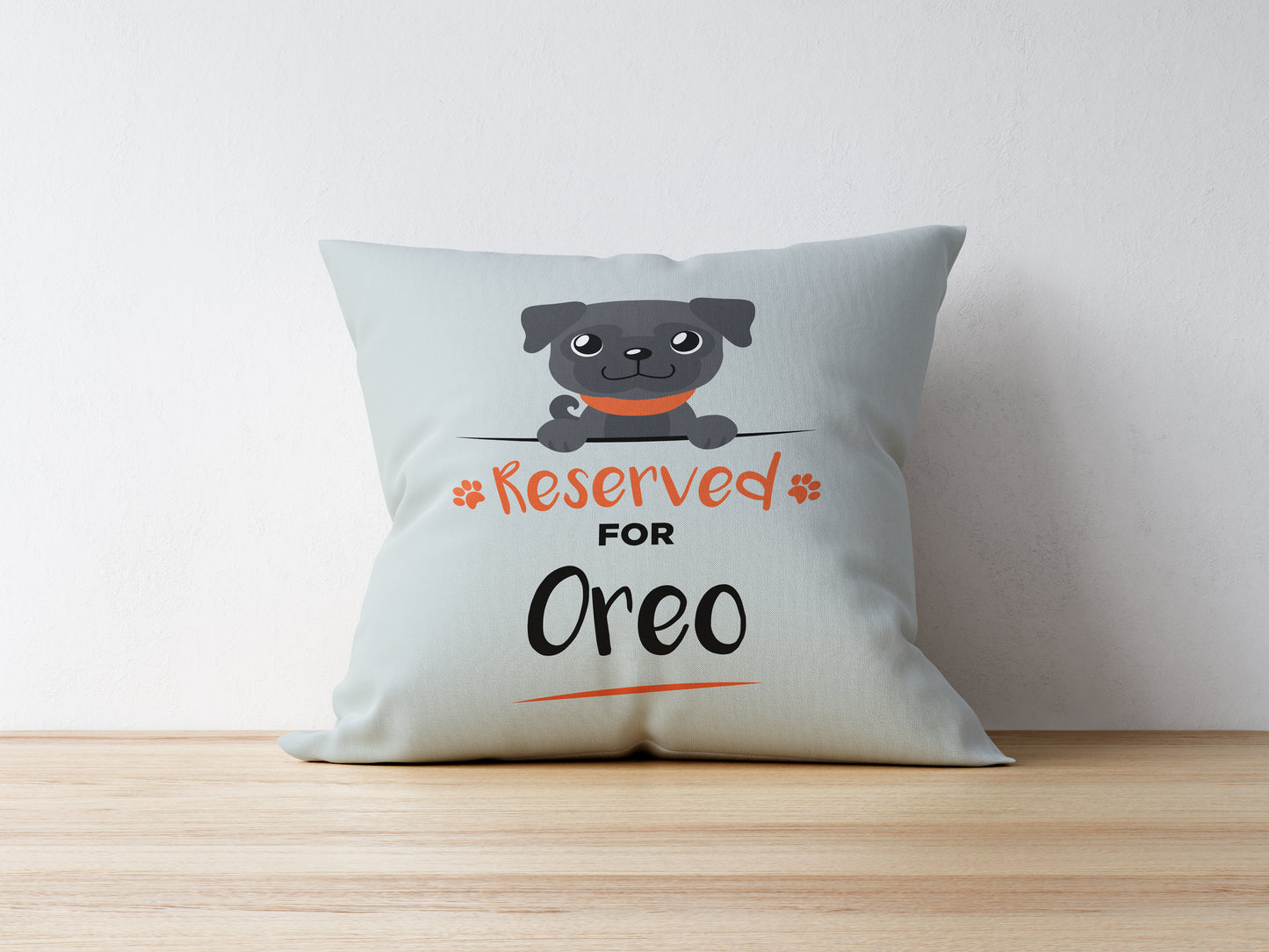 Personalised Dog Cushion - Black Pug
