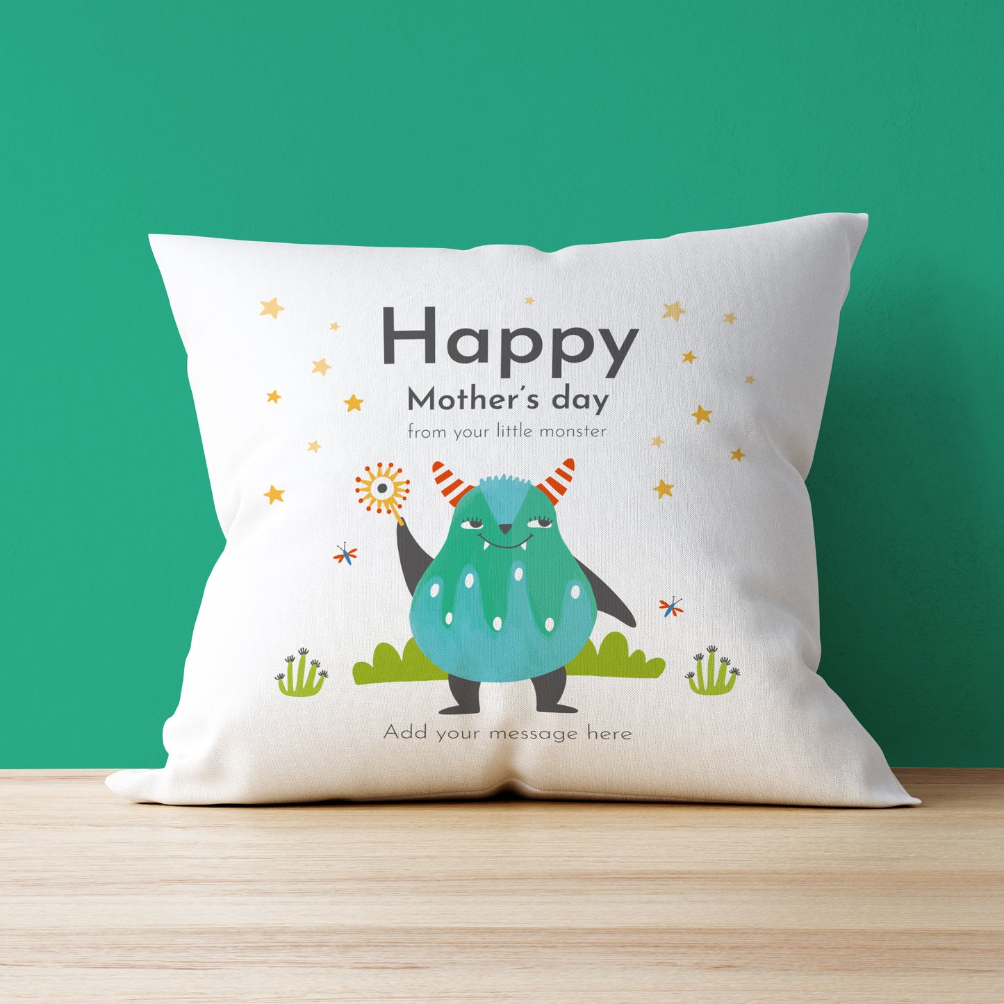 Happy Mother's Day from your little monster personalised cushion