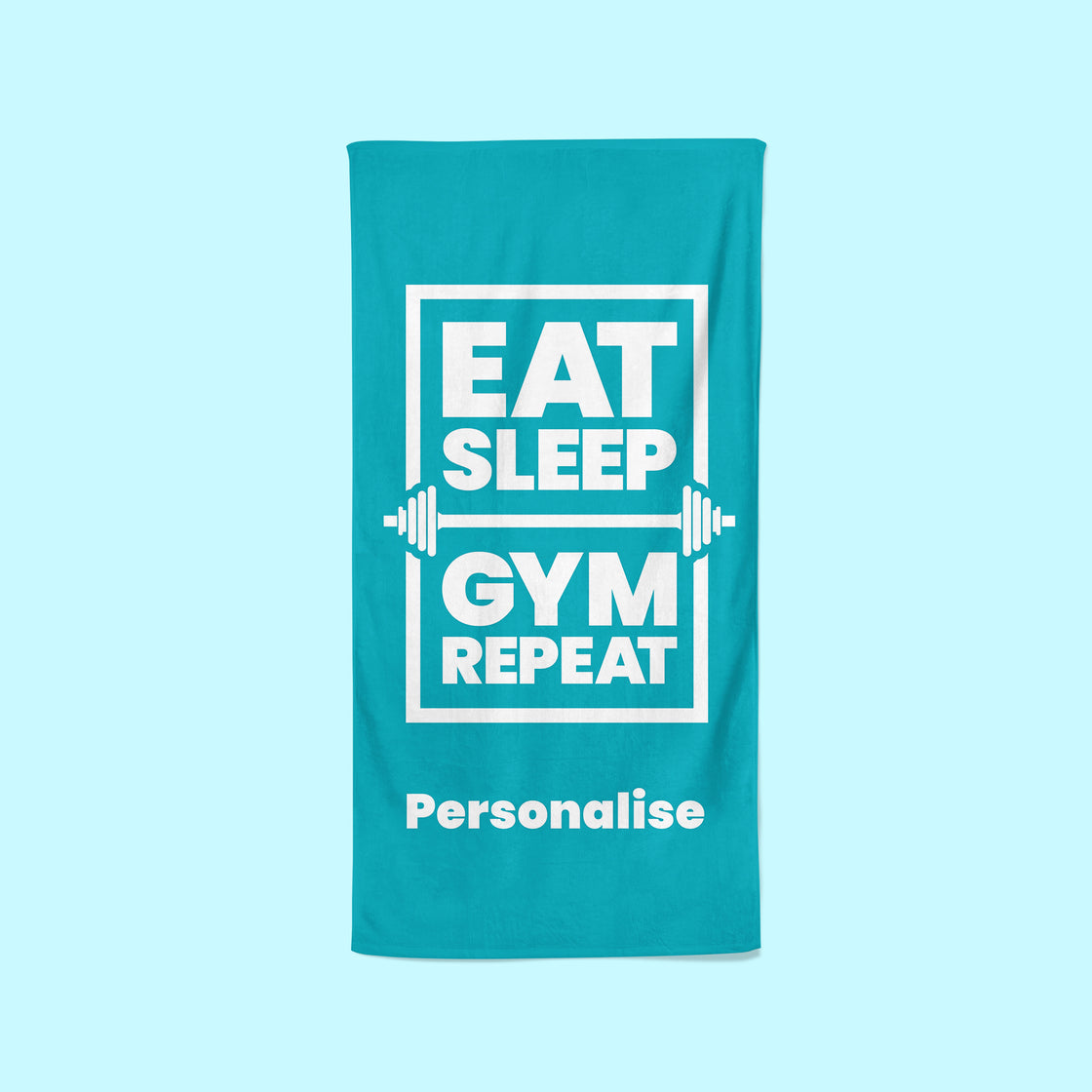 Personalised Blue Gym Towel - Eat, Sleep, Gym, Repeat!