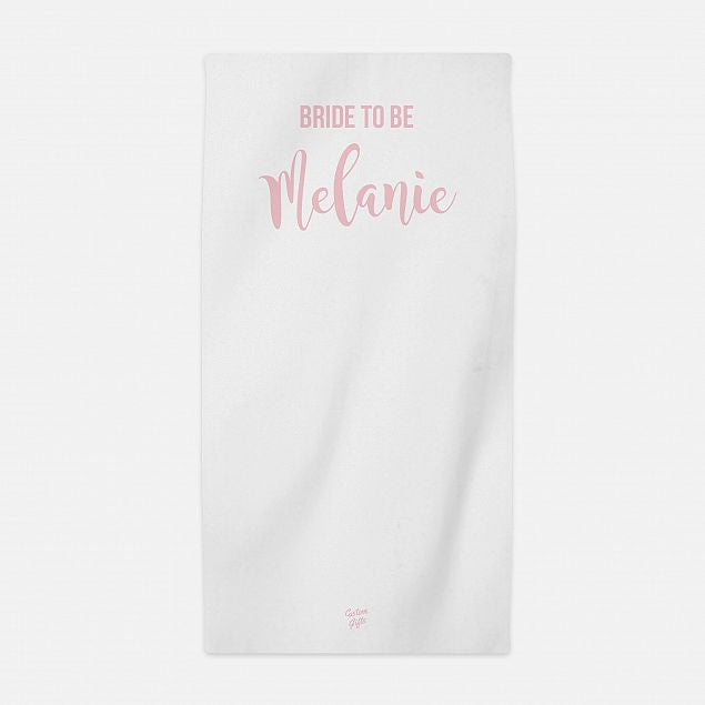 Bride to Be Hen Party Beach Towel White - Personalise with Name