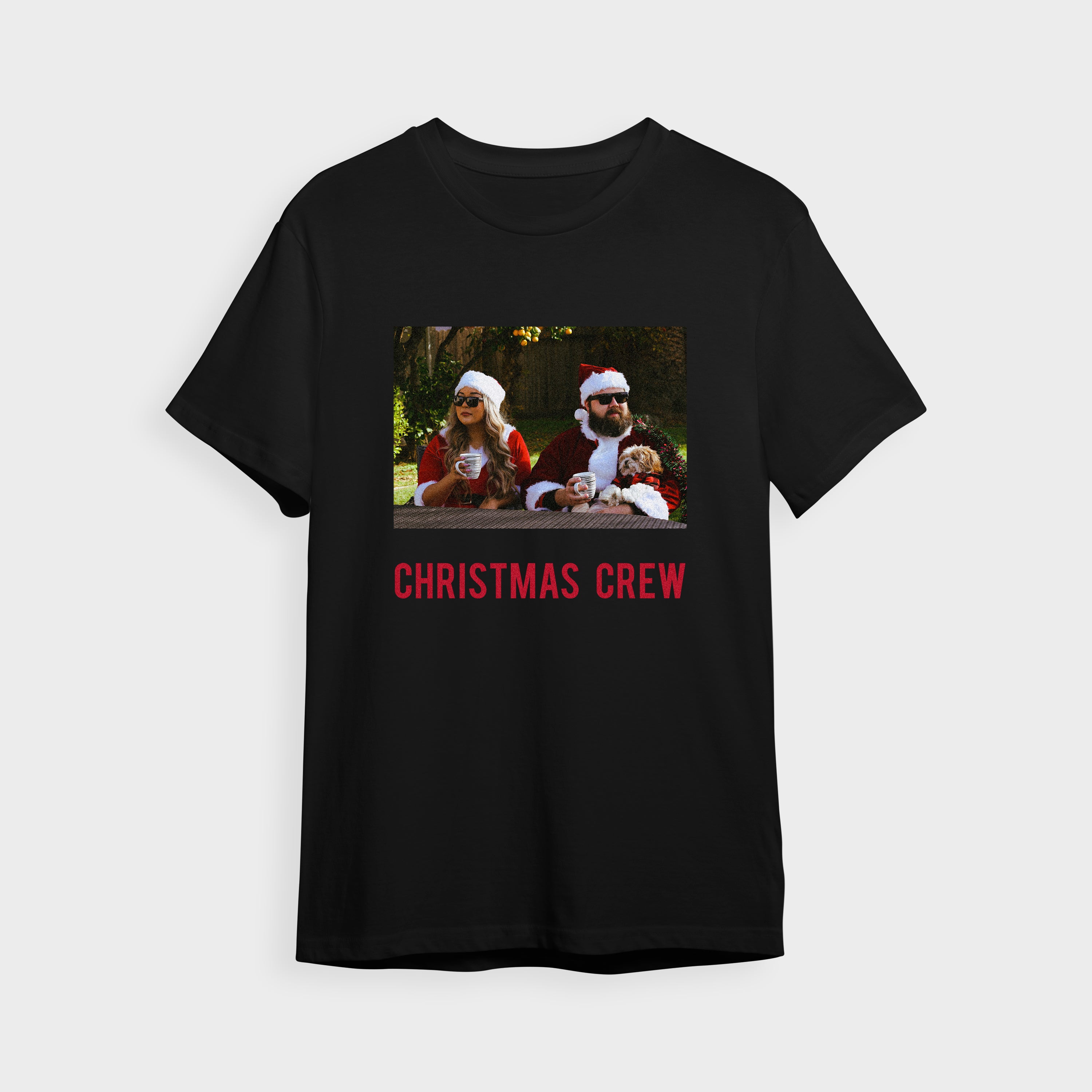 Photo Upload T-Shirt Christmas Crew (Black)