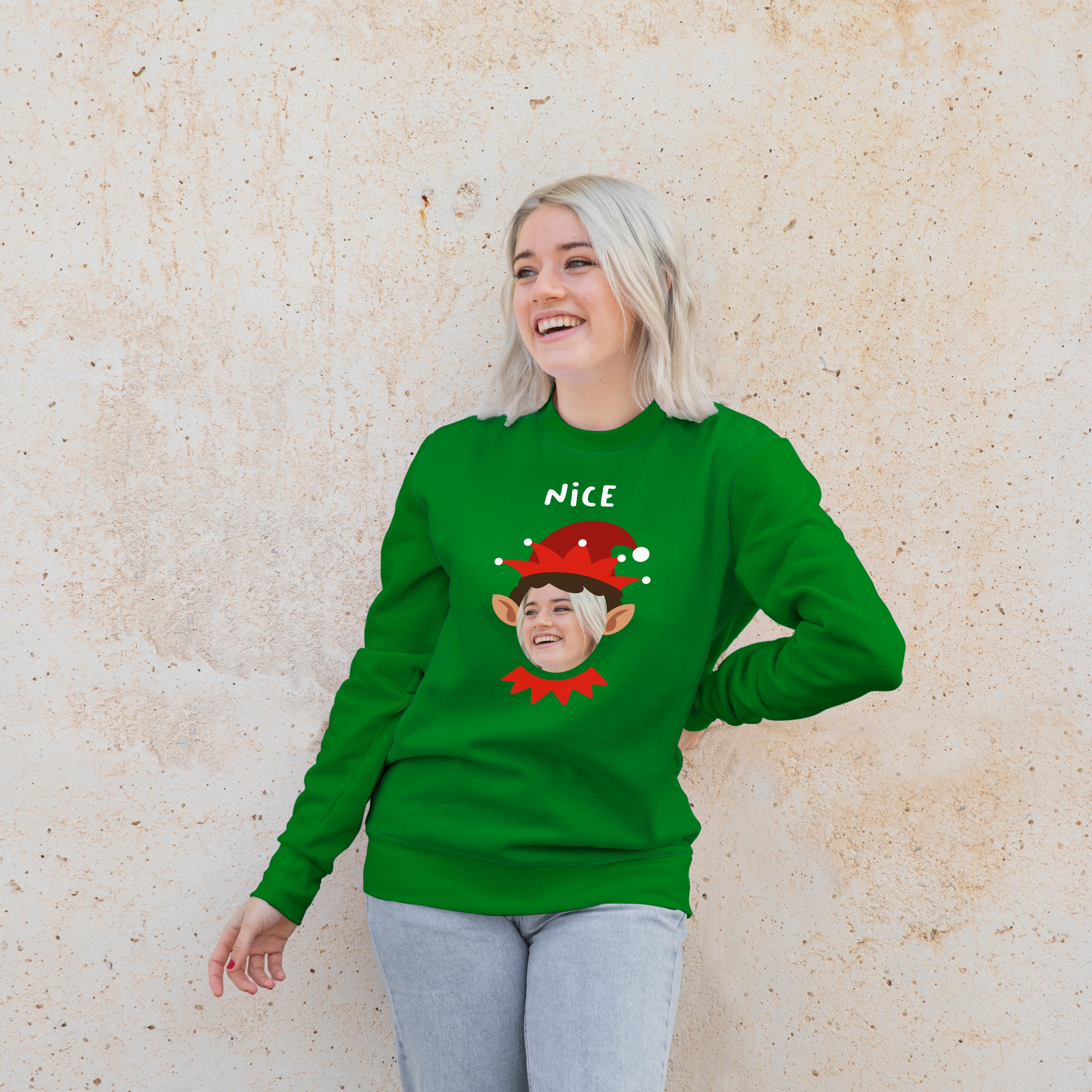 Photo Upload Christmas Jumper - Nice Elf