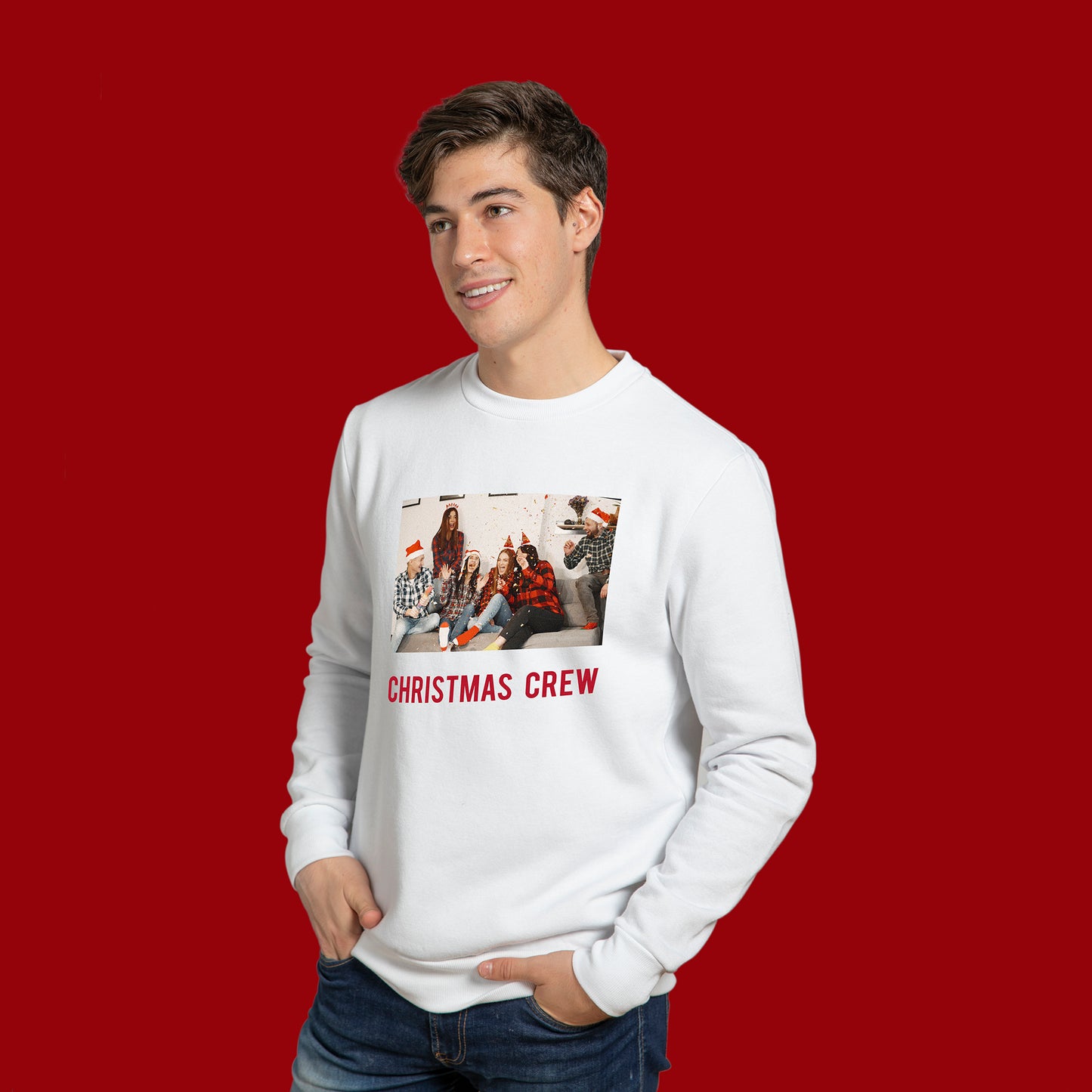 Photo Upload Christmas Jumper - Christmas Crew (White)