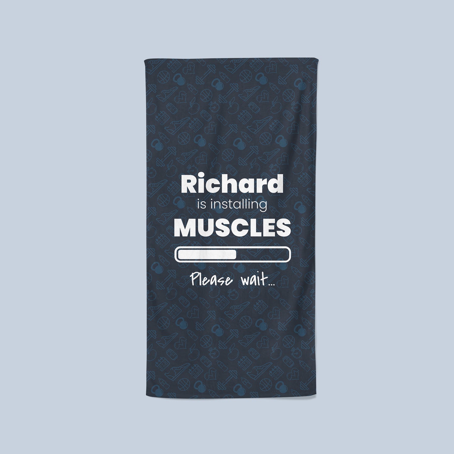 Personalised Navy Gym Towel - Installing Muscles