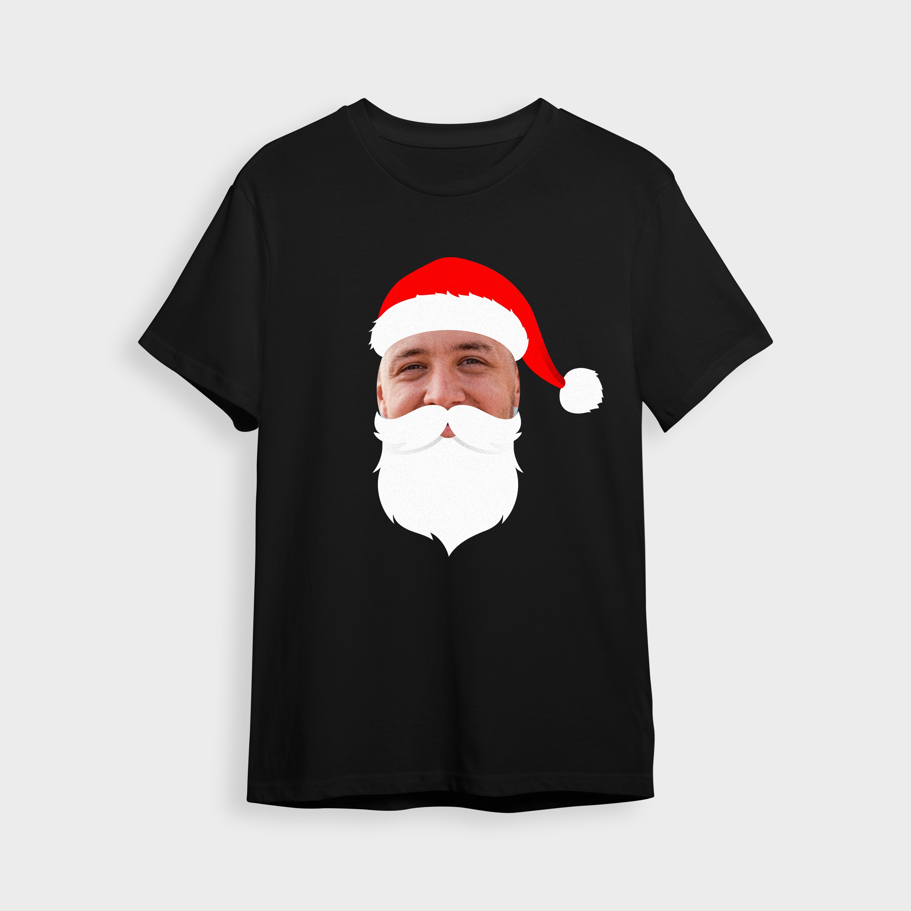 Photo Upload T-Shirt - Santa Face (Black)