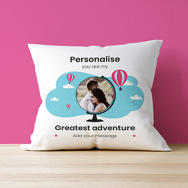 Photo Upload Cushion - Greatest Adventure Balloon