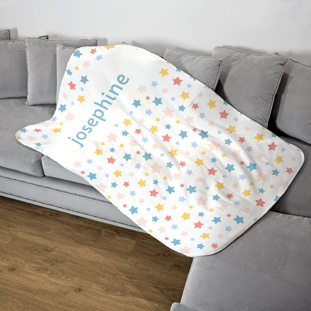 Personalised Childrens Blanket - Colourful Star Print - Fleece Blanket - Custom Gifts