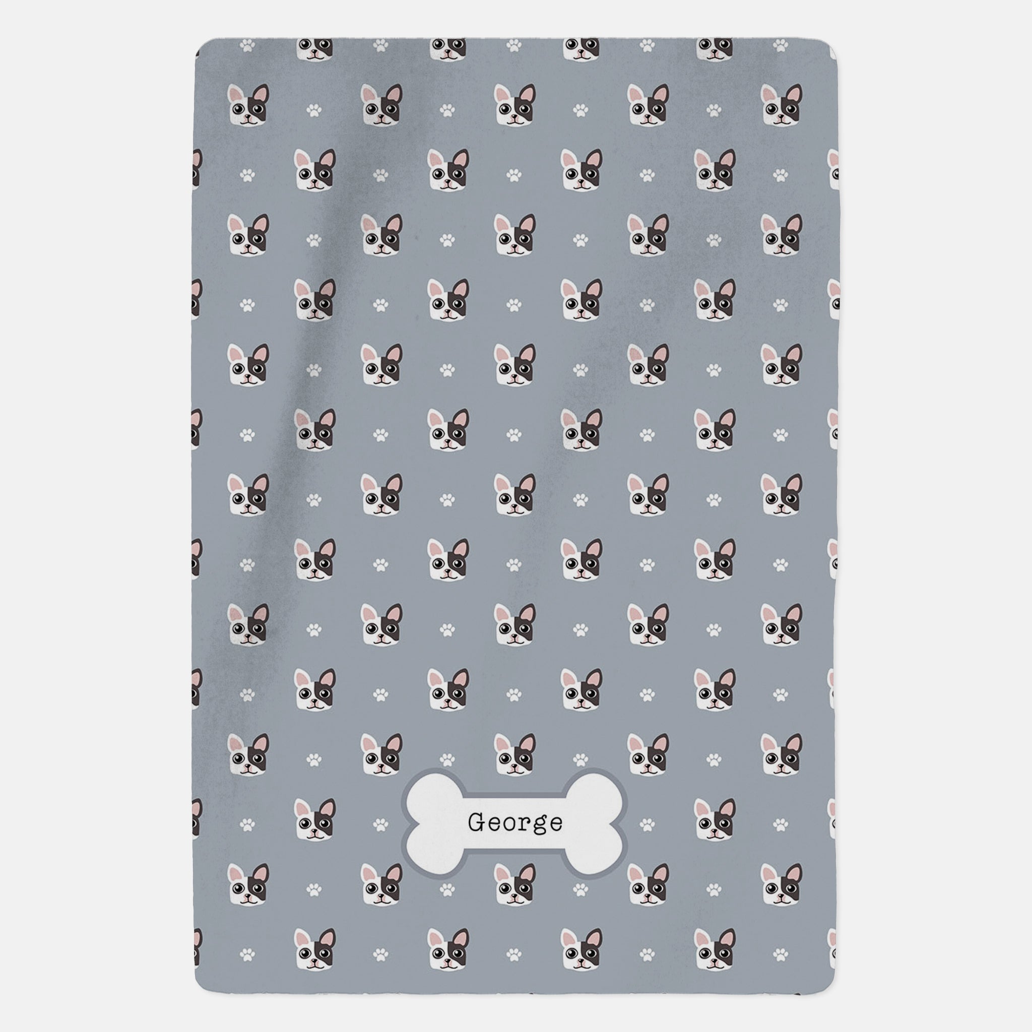 Personalised White & Black French Bulldog Blanket - Pattern