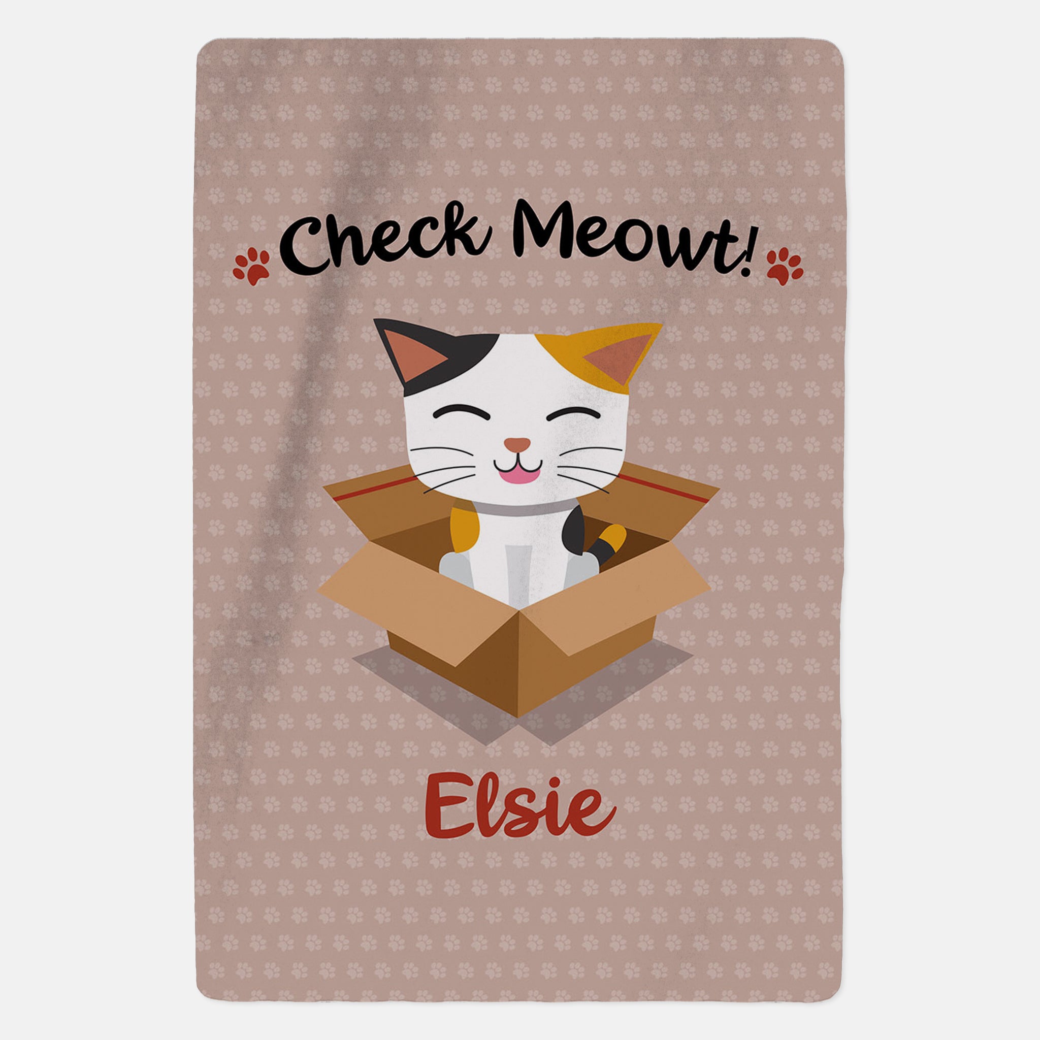 Personalised Tabby Cat Blanket - Check Meowt - Pink