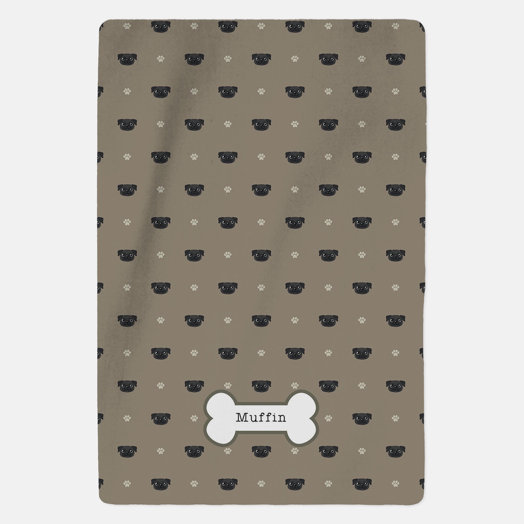 Personalised Black Pug Blanket - Pattern