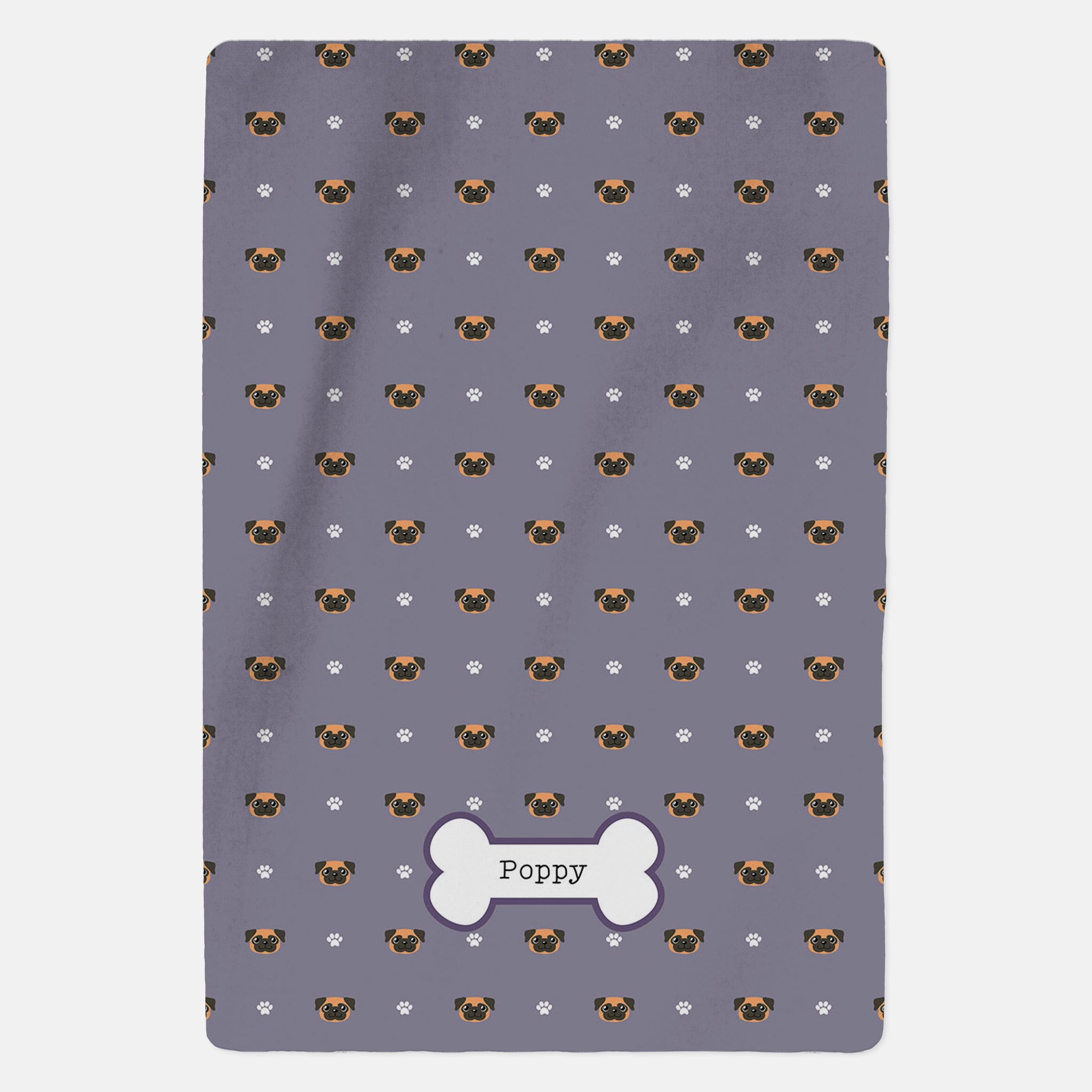 Personalised Apricot Pug Blanket - Pattern