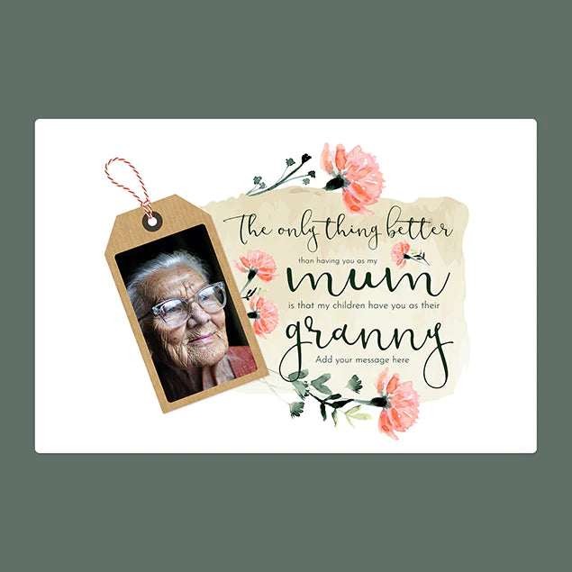 Photo Blanket With Message For Granny- Personalise With Message And Photo Upload - Custom Gifts 