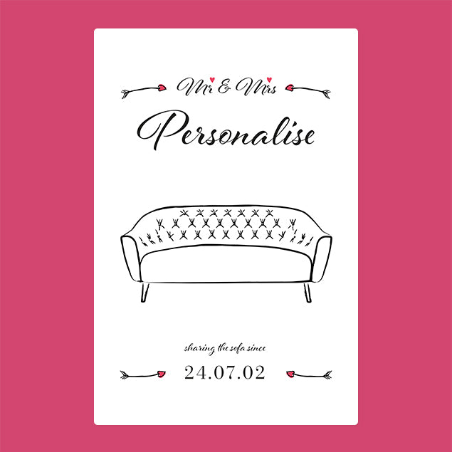 Personalised Blanket - Mr & Mrs Sharing The Sofa - Custom Gifts