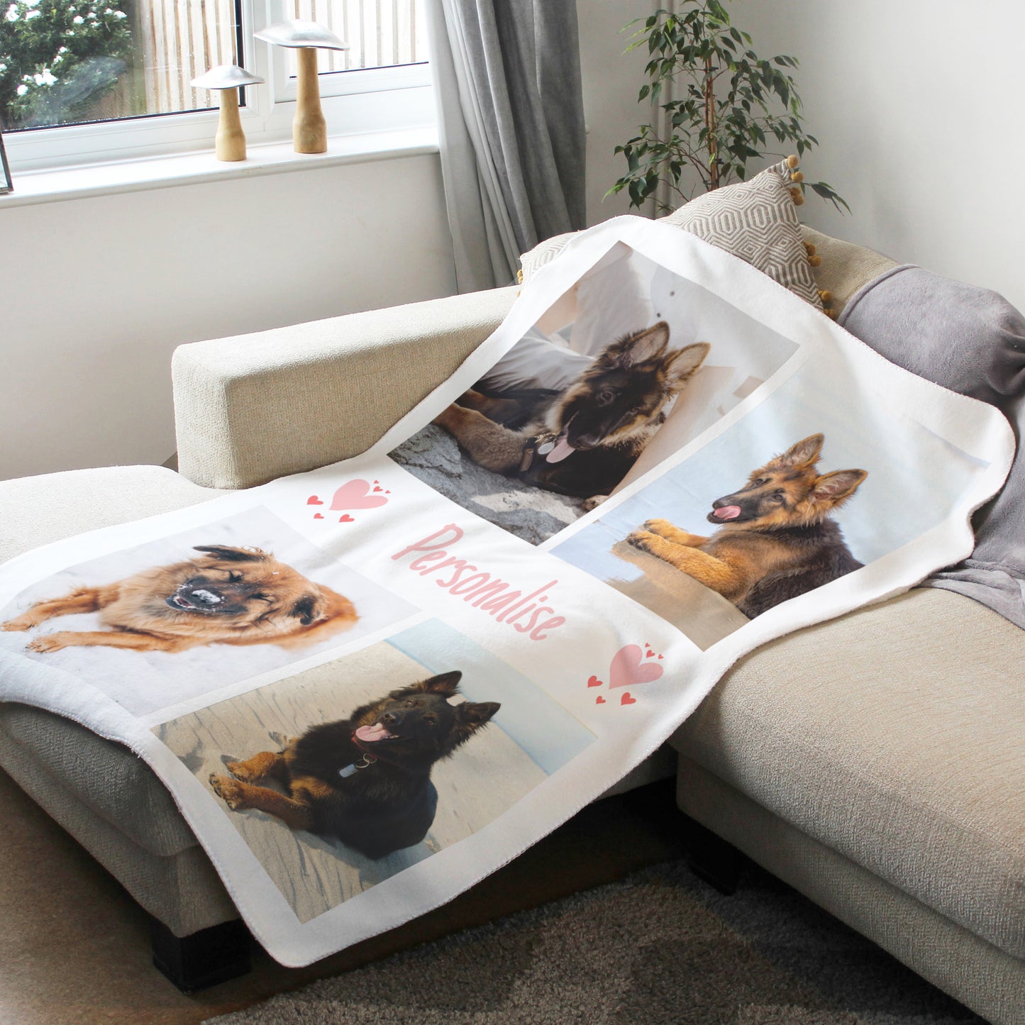 Four Photo Blanket With Text - Middle - Custom Gifts