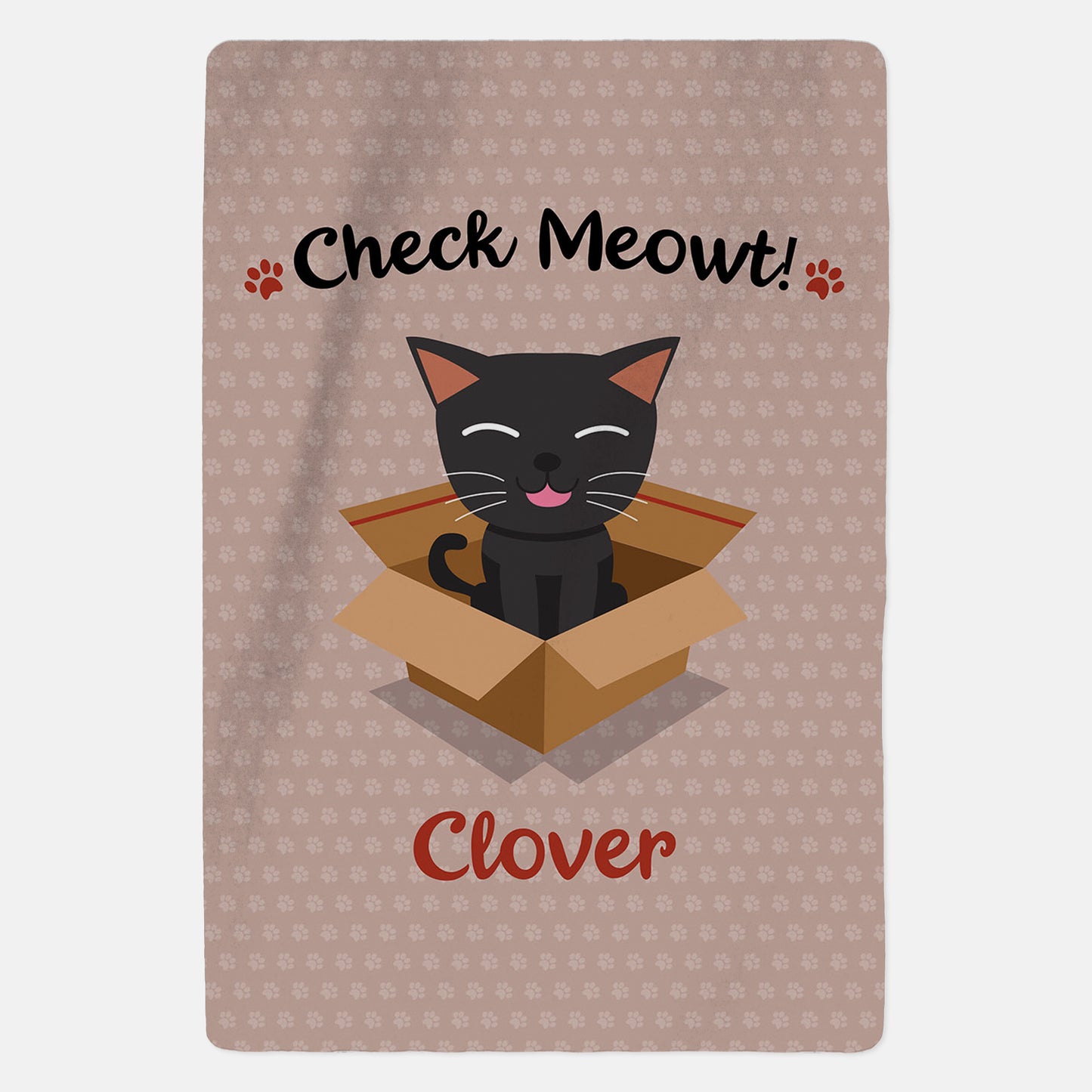 Personalised Black Cat Blanket - Check Meowt - Pink - Custom Gifts