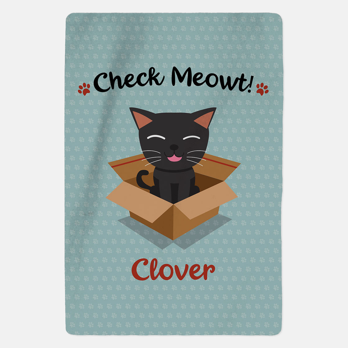 Personalised Black Cat Blanket - Check Meowt - Blue - Custom Gifts 