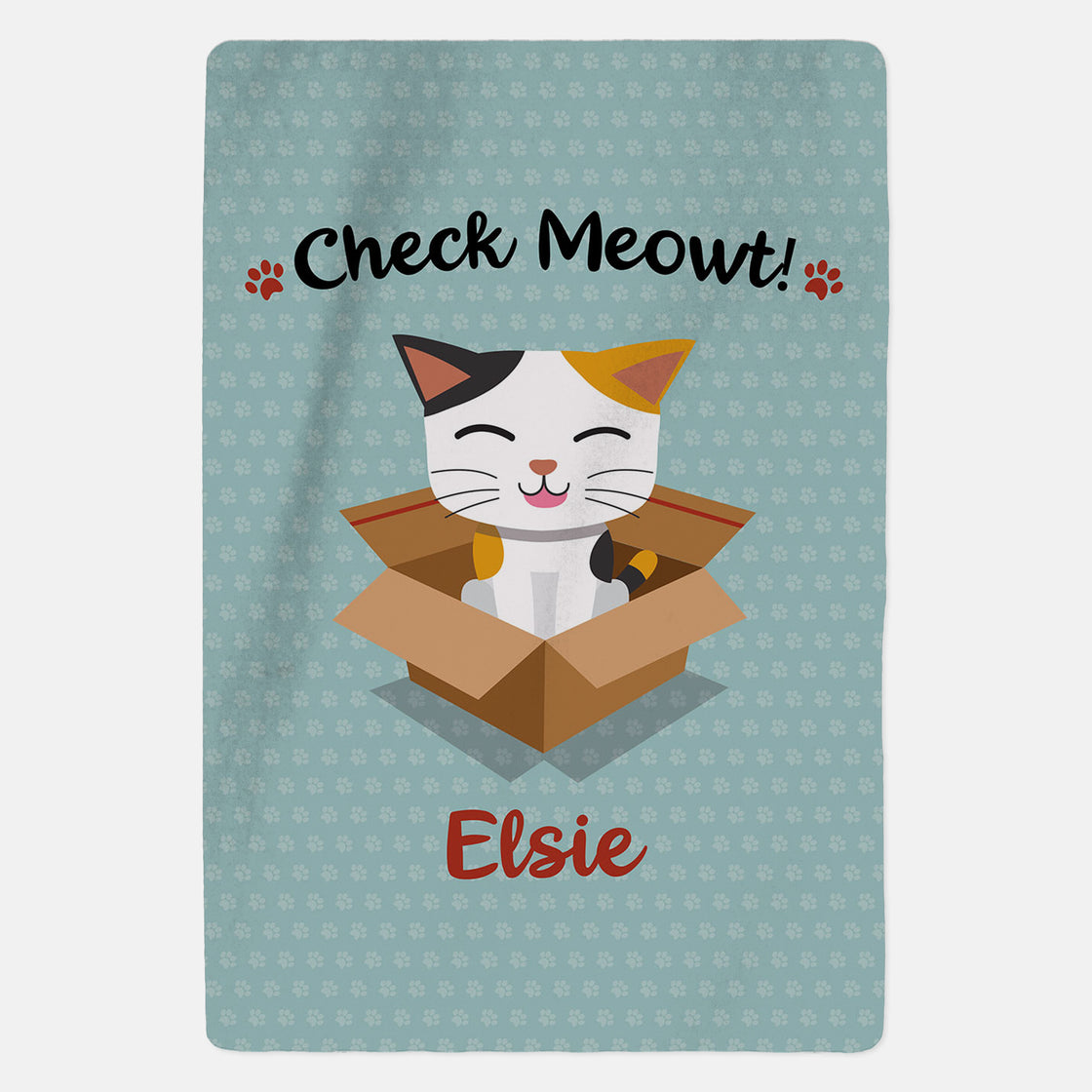 Personalised Tabby Cat Blanket - Check Meowt - Blue - Custom Gifts 