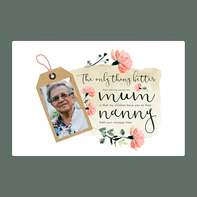Photo Blanket With Message For Nanny- Personalise With Message And Photo Upload