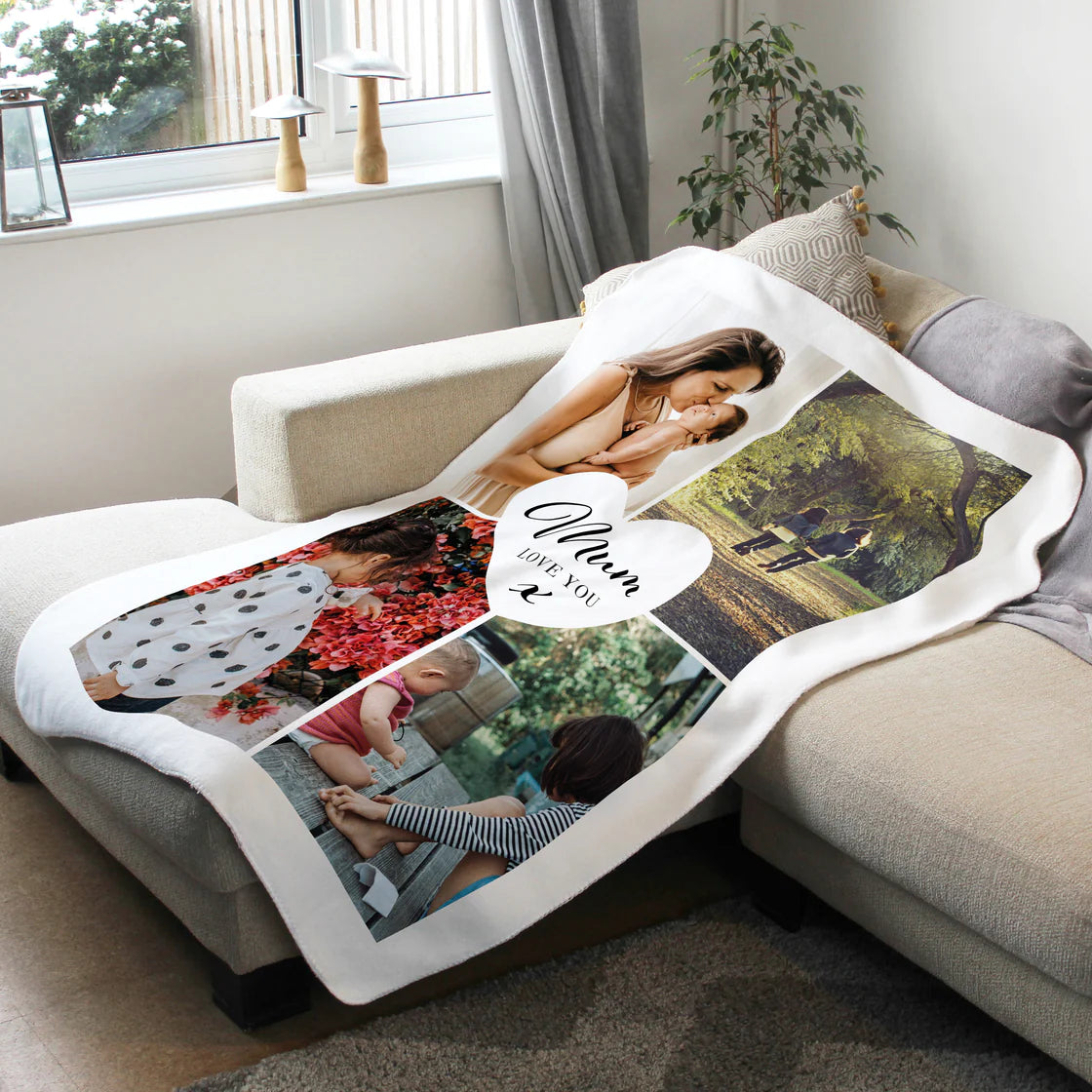 Four Photo Blanket - Mum, Love You - Custom Gifts