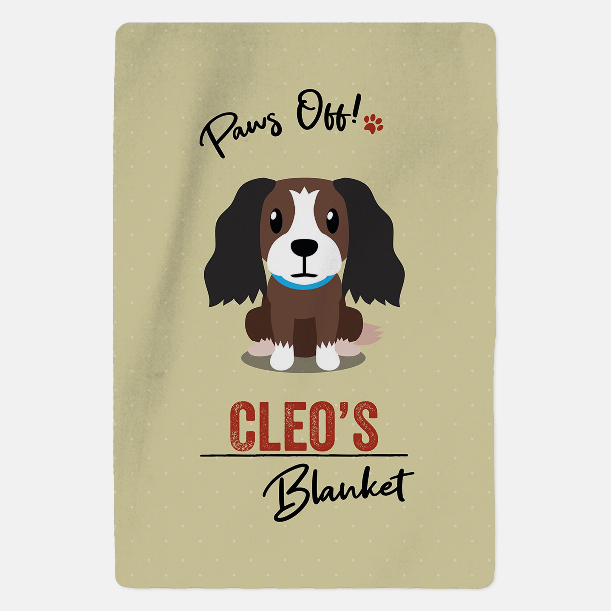 Personalised Brown and White Cocker Spaniel Blanket - Paws Off