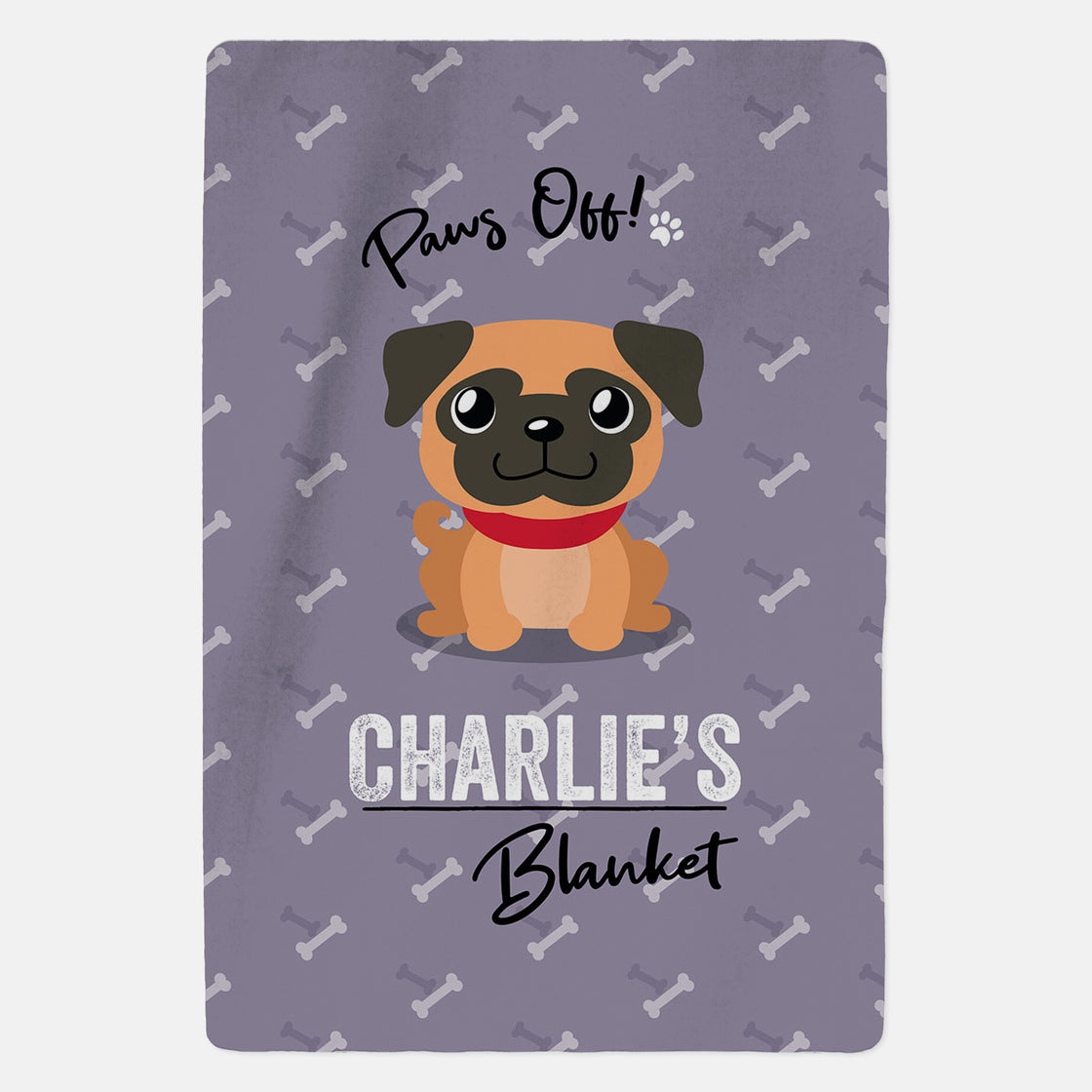 Personalised Apricot Pug Blanket - Paws Off - Custom Gifts 