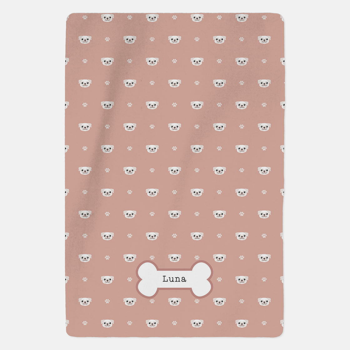 Personalised White Pug Blanket - Pattern - Custom Gifts 