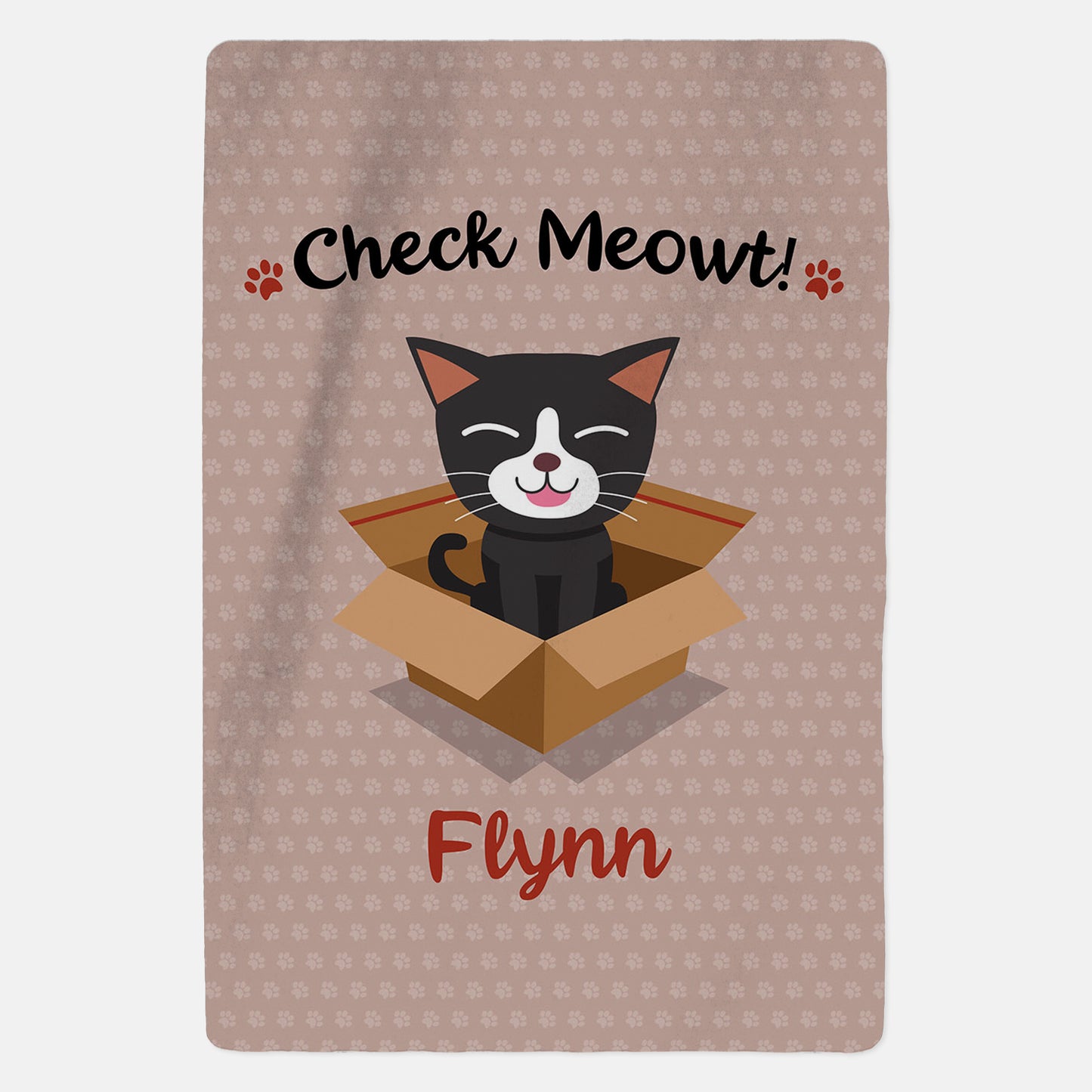 Personalised Black and White Cat Blanket - Check Meowt - Pink - Custom Gifts
