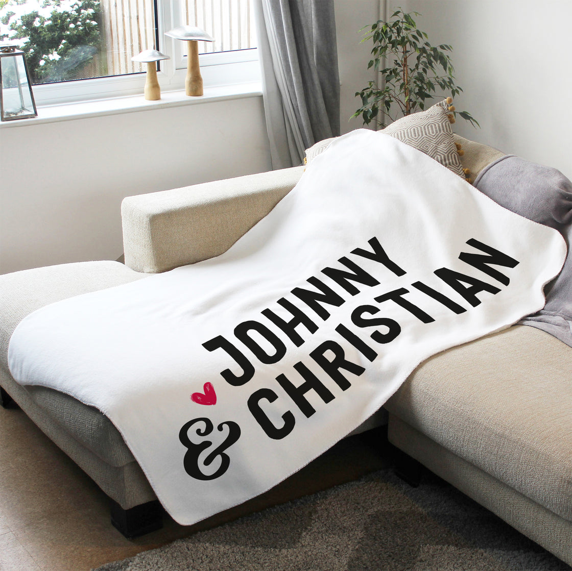 Personalised Couples Names Blanket - Custom Gifts 