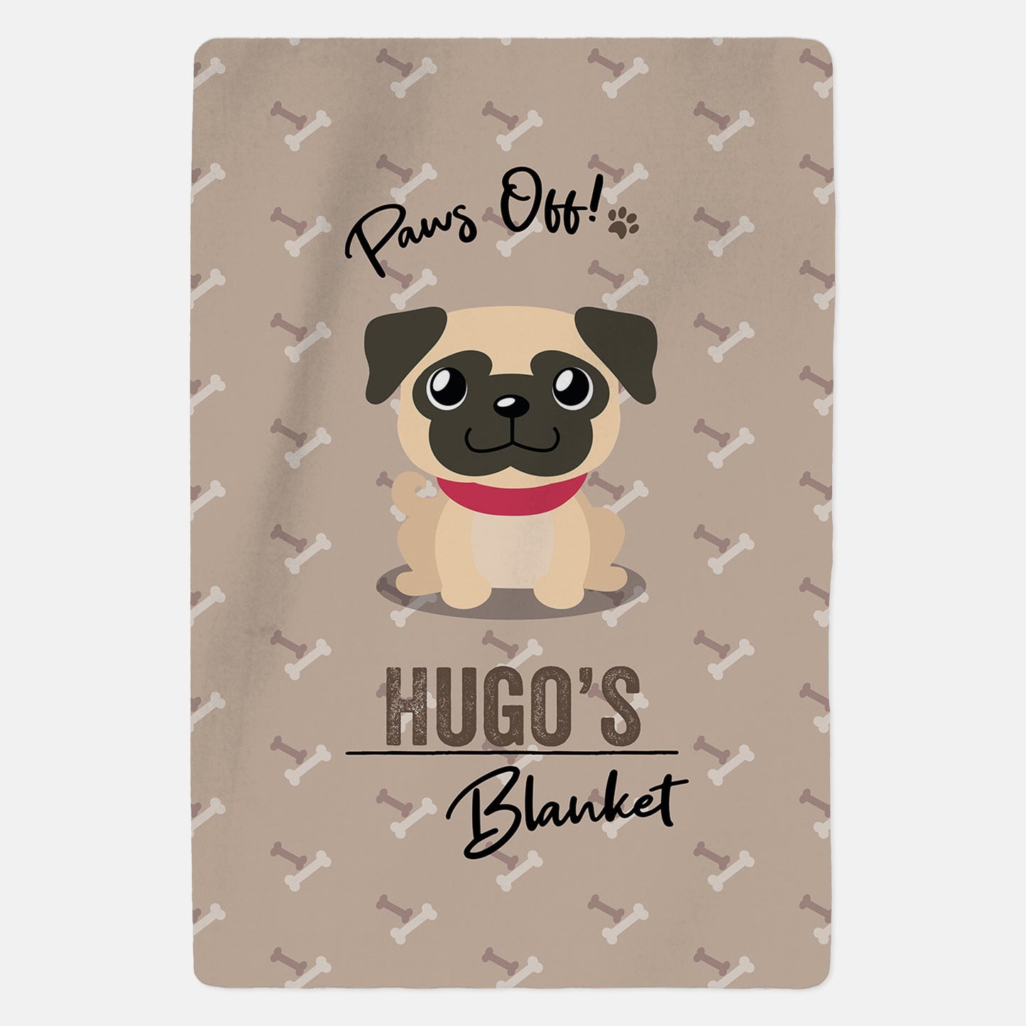 Personalised Fawn Pug Blanket - Paws Off - Custom Gifts
