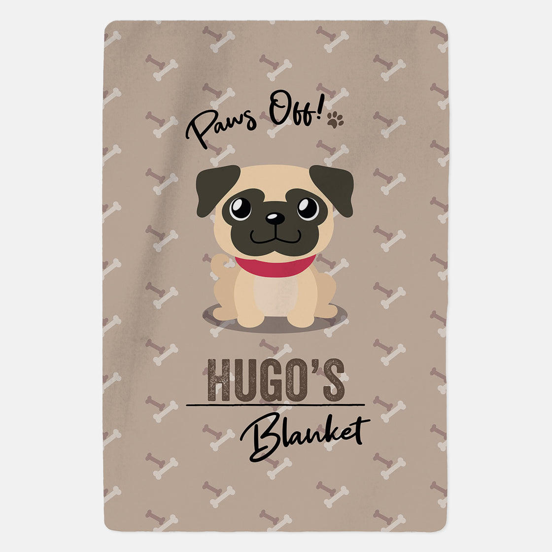 Personalised Fawn Pug Blanket - Paws Off - Custom Gifts 