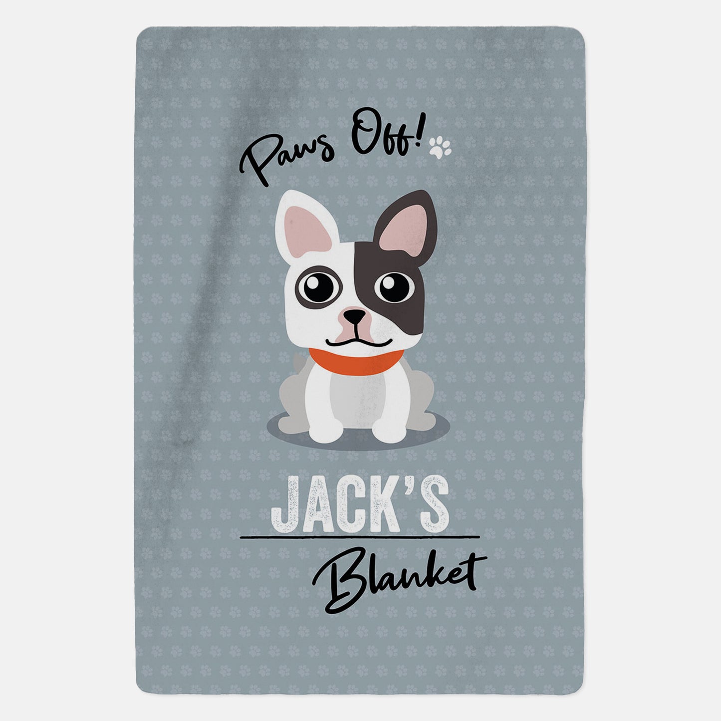 Personalised White & Black French Bulldog Blanket - Paws Off - Custom Gifts