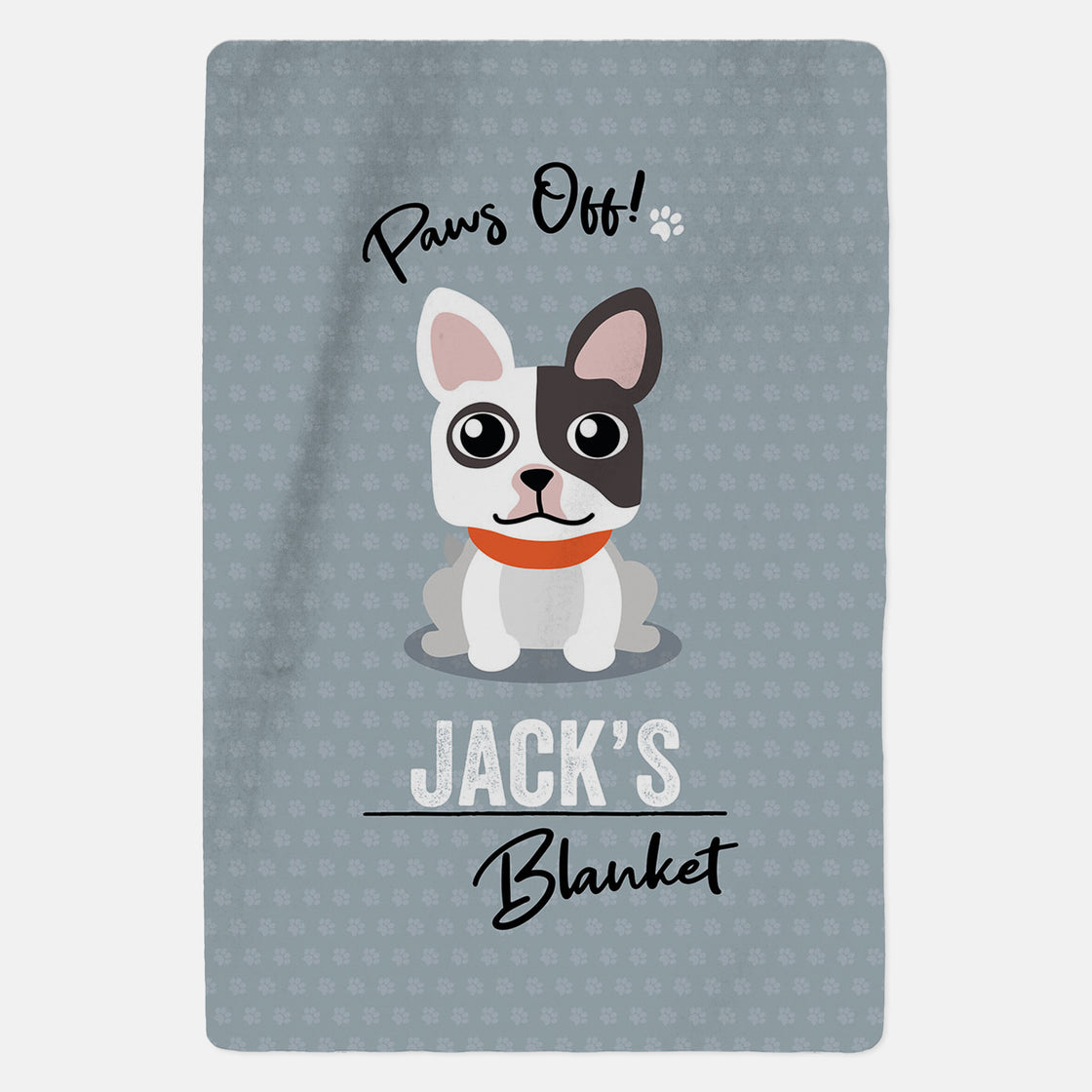 Personalised White & Black French Bulldog Blanket - Paws Off - Custom Gifts 