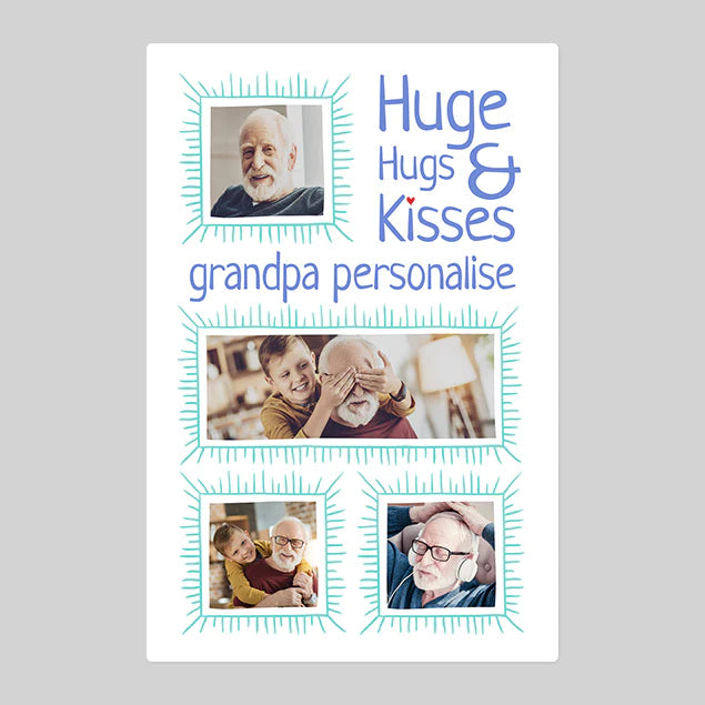 Grandpa Four Photo Blanket - Custom Gifts