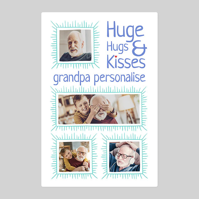 Grandpa Four Photo Blanket - Custom Gifts 