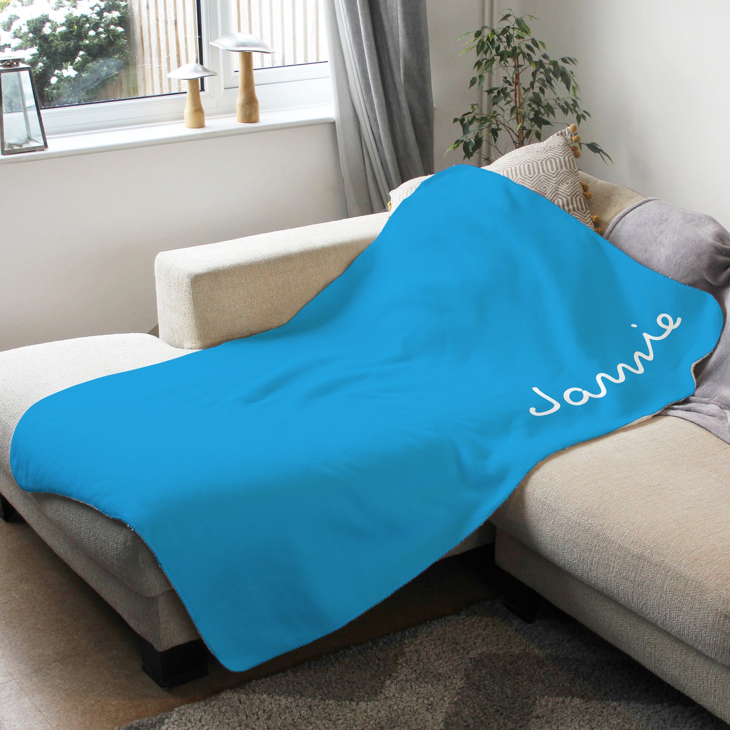 Island Inspired Blue Personalised Name Blanket - Custom Gifts