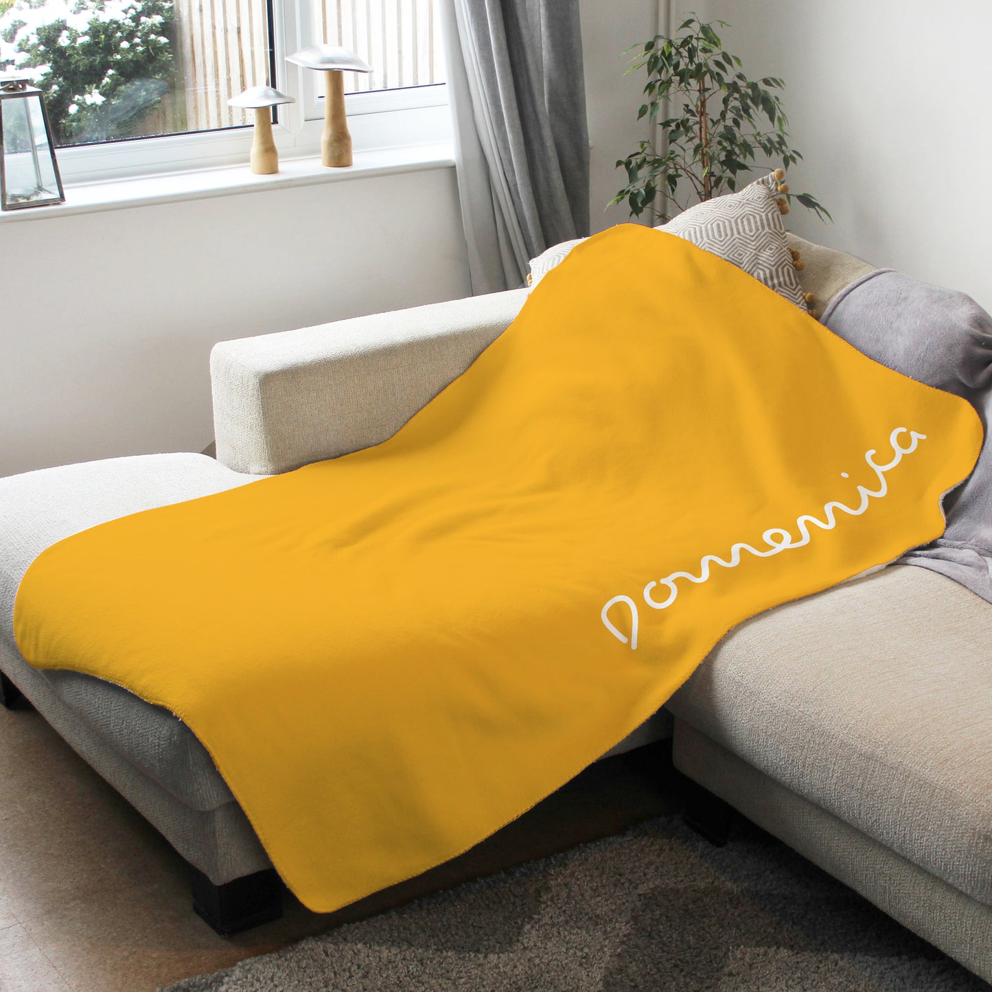 Island Inspired Gold Personalised Name Blanket - Custom Gifts