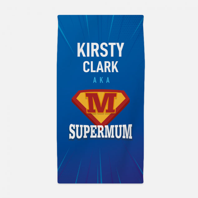 Supermum Beach Towel Dark Blue with logo - Personalise with Name