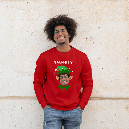 Photo Upload Christmas Jumper - Naughty Elf